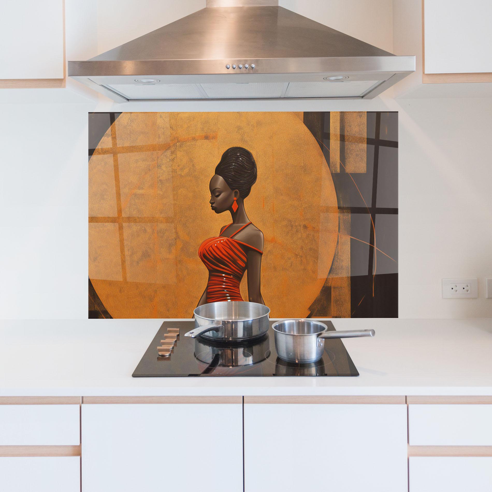 Panel Szklany do Kuchni Beautiful African Red Dress mockup 5