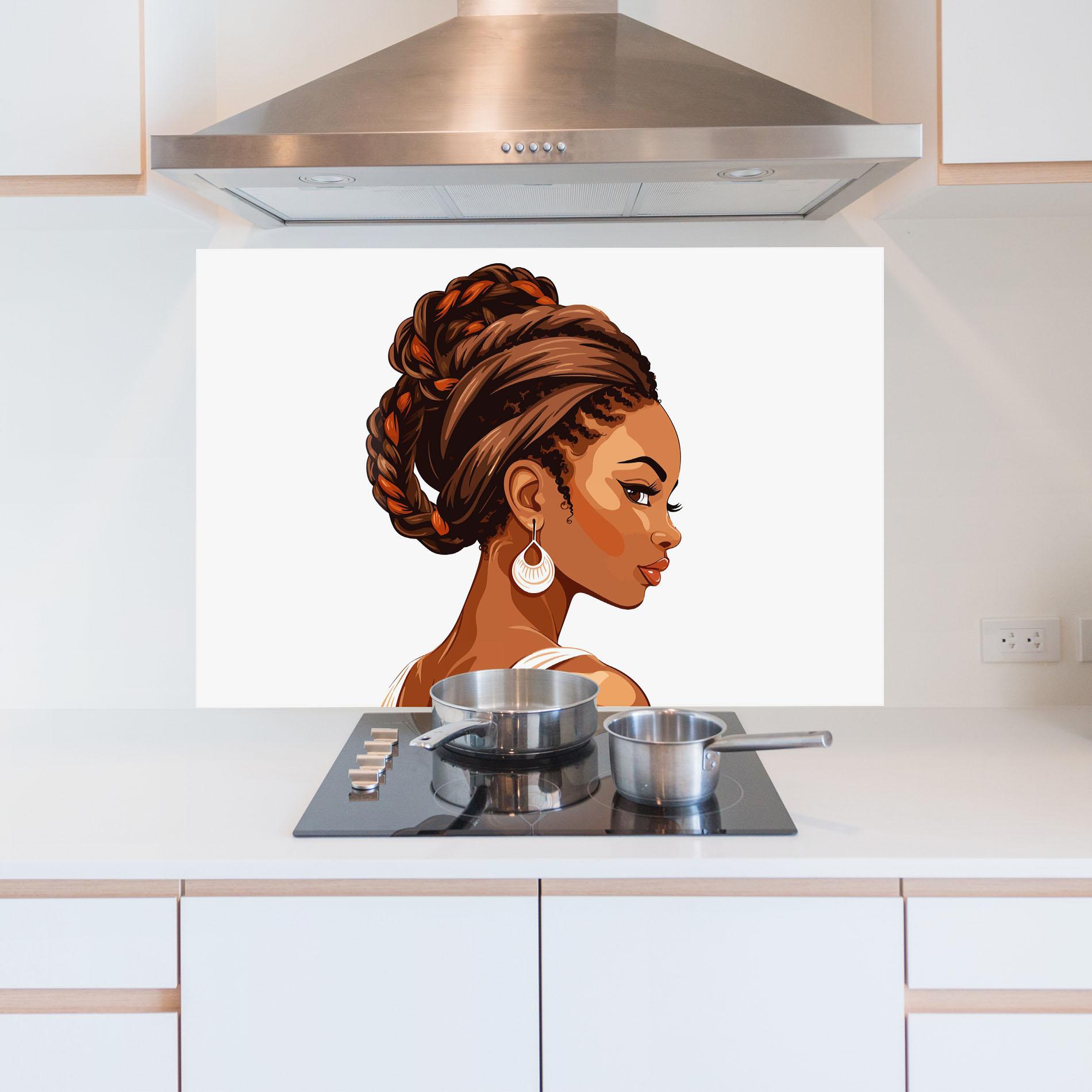 Panel Szklany do Kuchni Pretty African Lady mockup 5