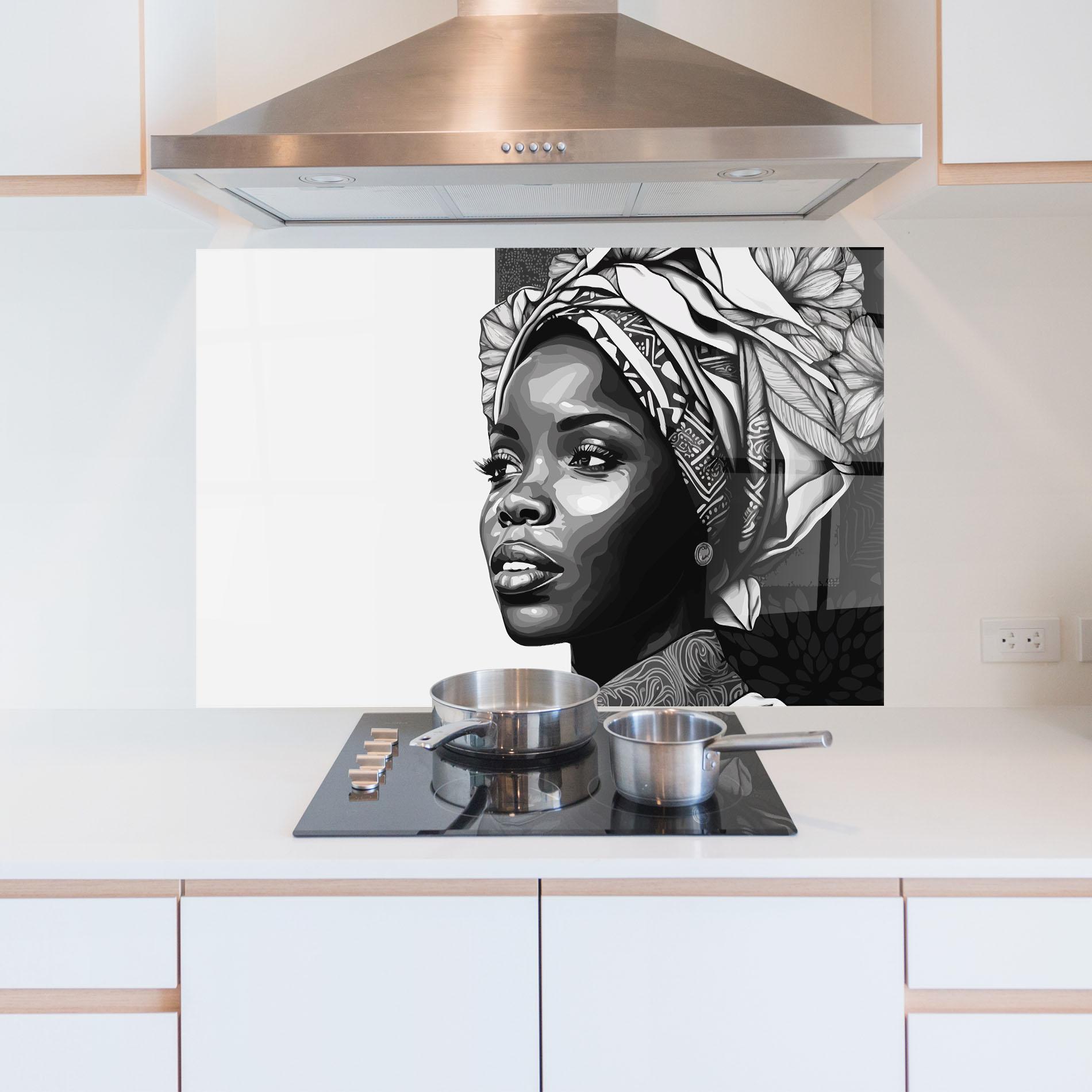 Panel Szklany do Kuchni Pretty African Woman mockup 5