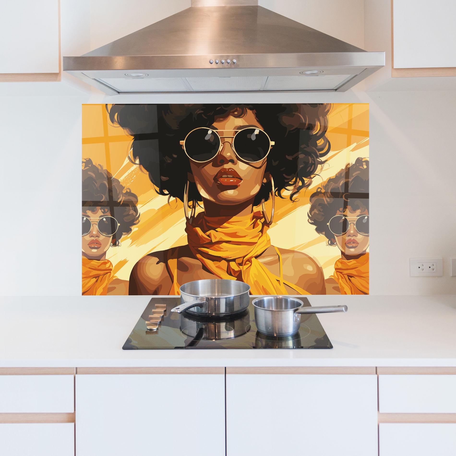 Panel Szklany do Kuchni Yellow African Scarf mockup 5