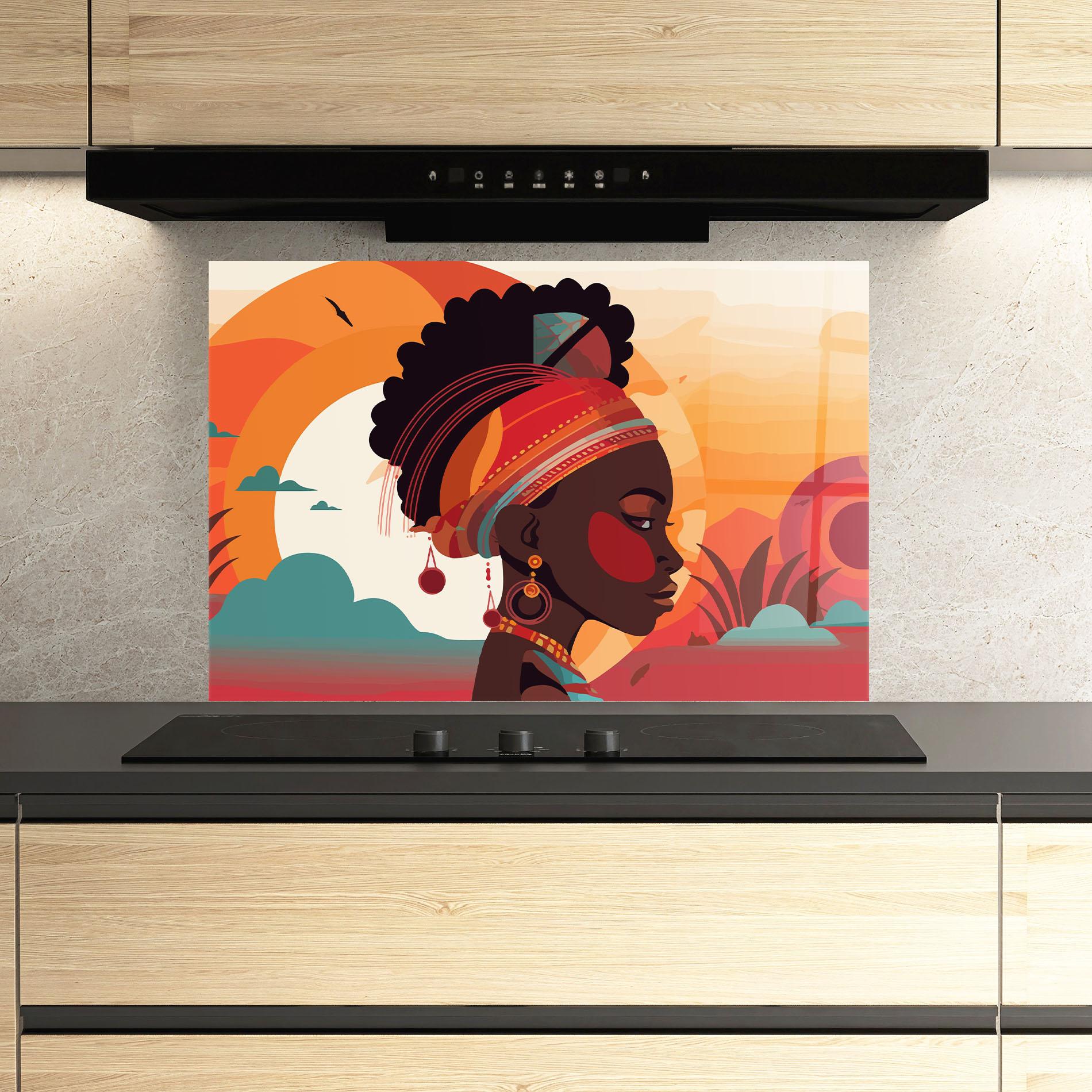 Panel Szklany do Kuchni African Lady Art mockup 3