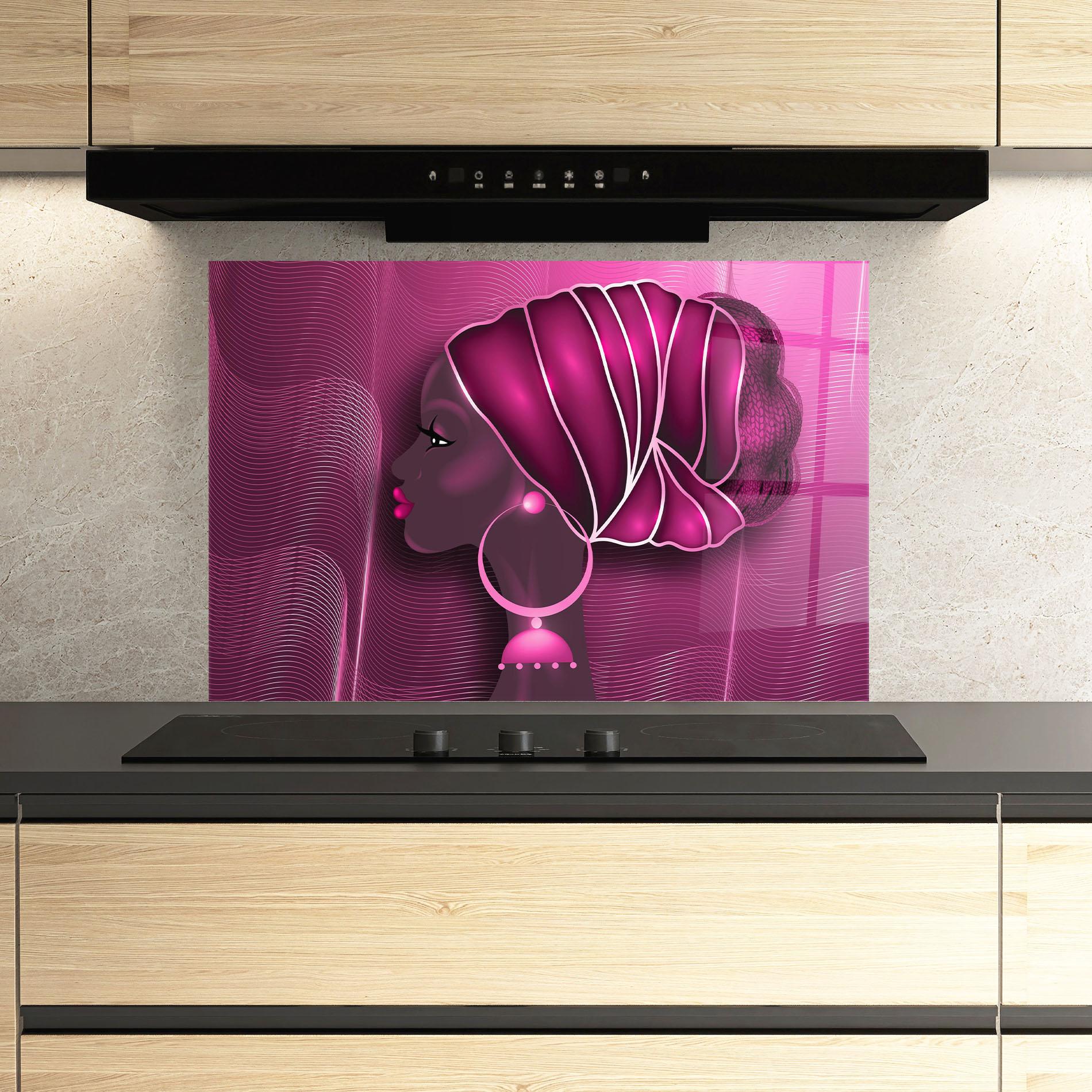 Panel Szklany do Kuchni African Pink Woman mockup 3