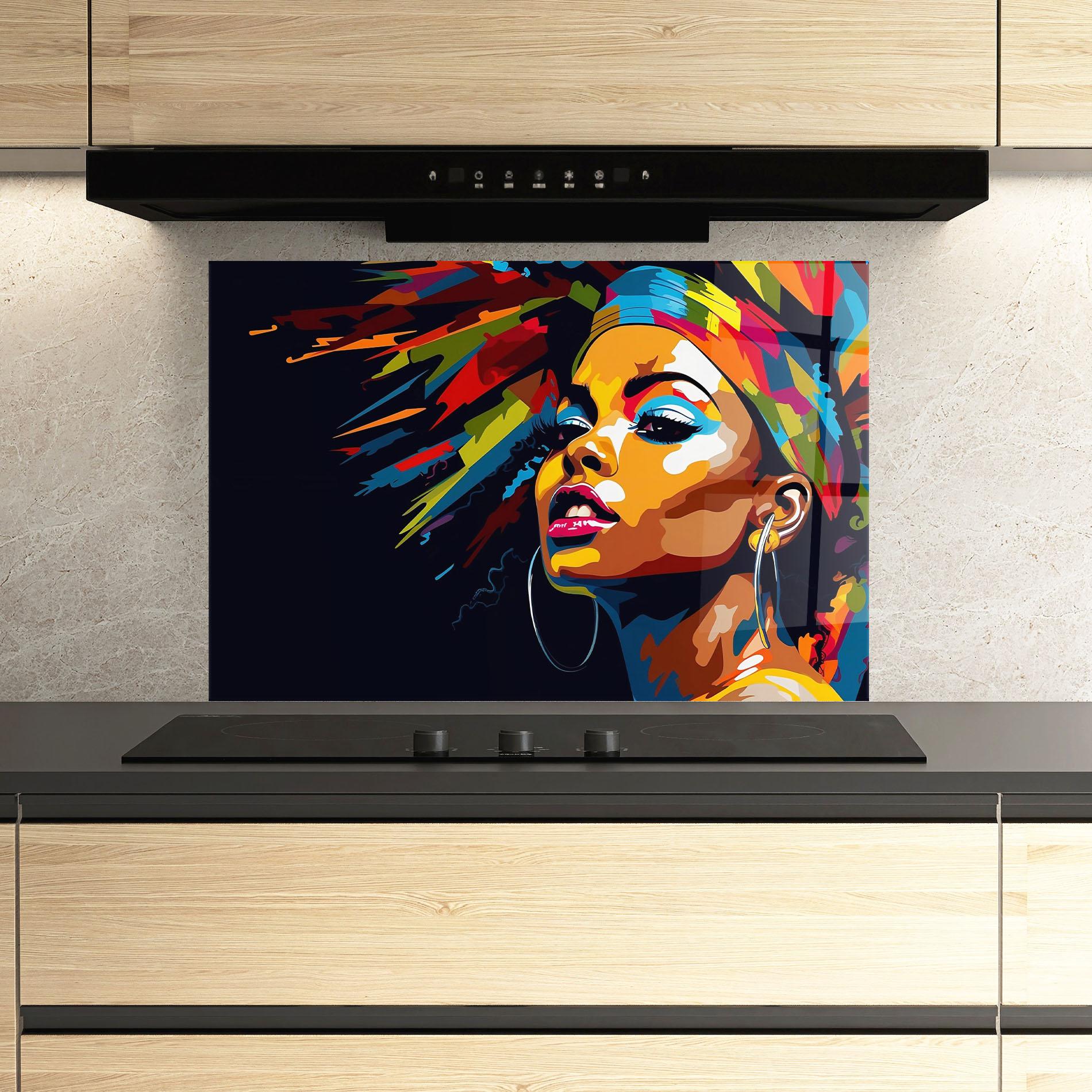 Panel Szklany do Kuchni African Woman Portrait mockup 3