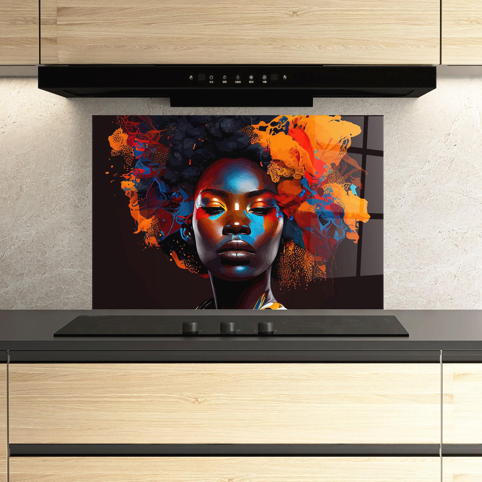 Panel Szklany do Kuchni Africat Yellow Hair mockup 3