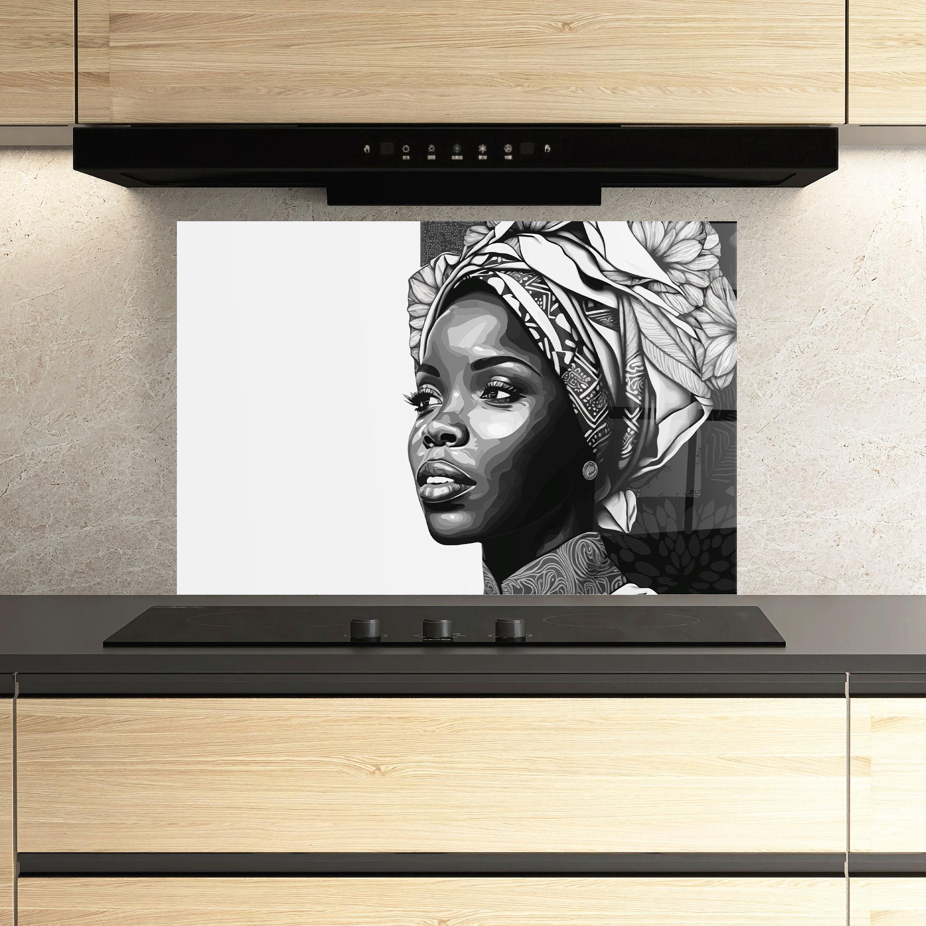 Panel Szklany do Kuchni Pretty African Woman mockup 3