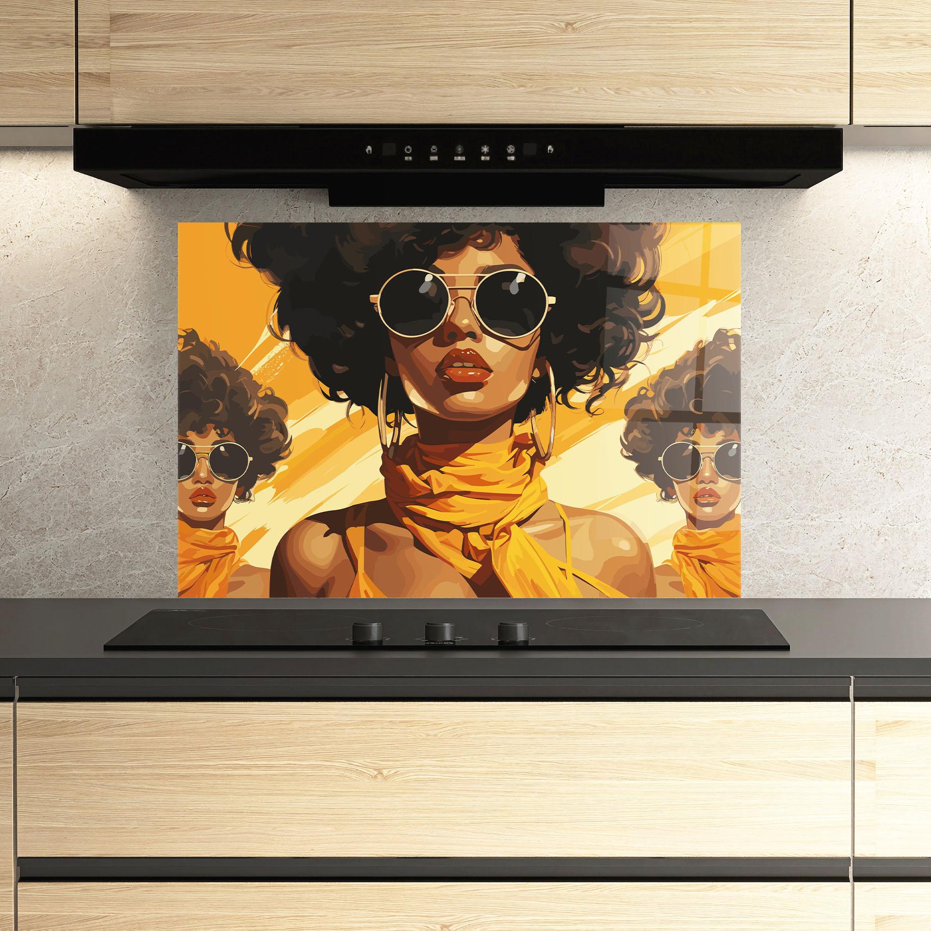 Panel Szklany do Kuchni Yellow African Scarf mockup 3