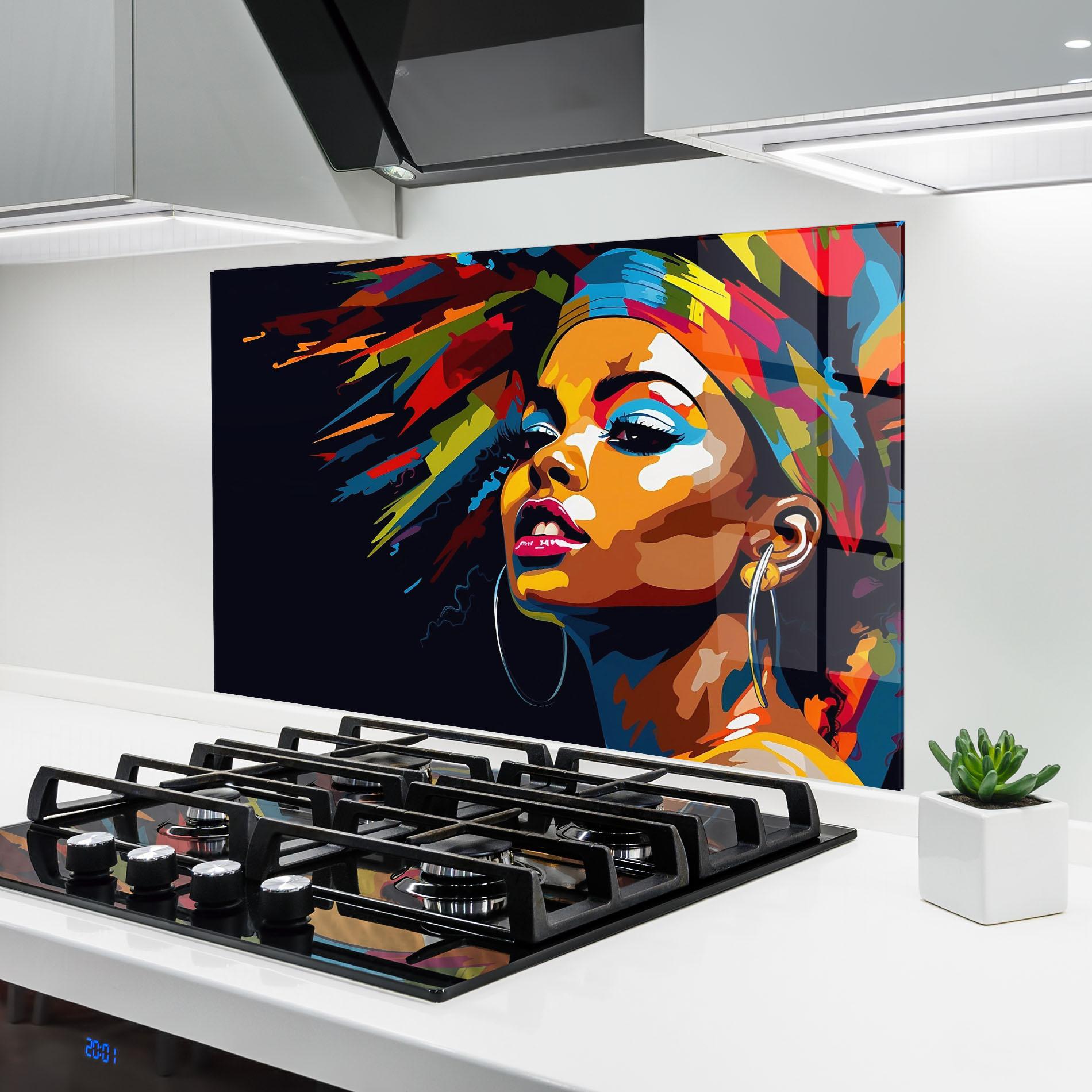 Panel Szklany do Kuchni African Woman Portrait mockup 6