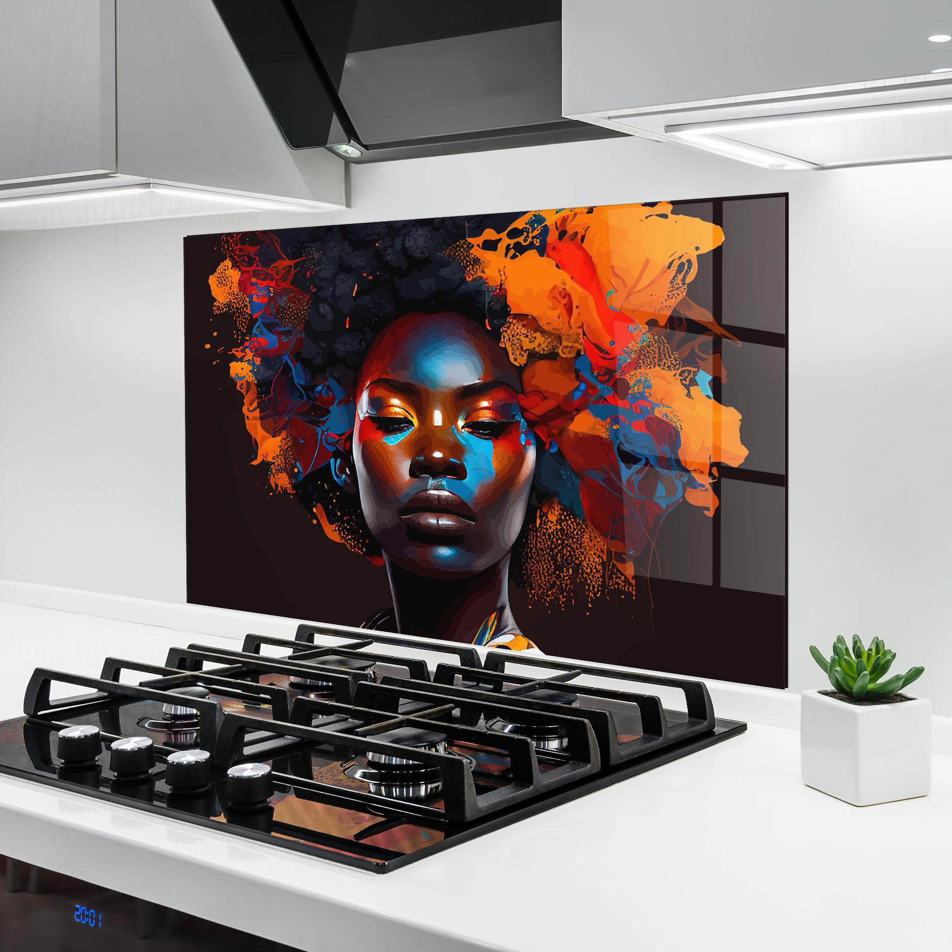 Panel Szklany do Kuchni Africat Yellow Hair mockup 6