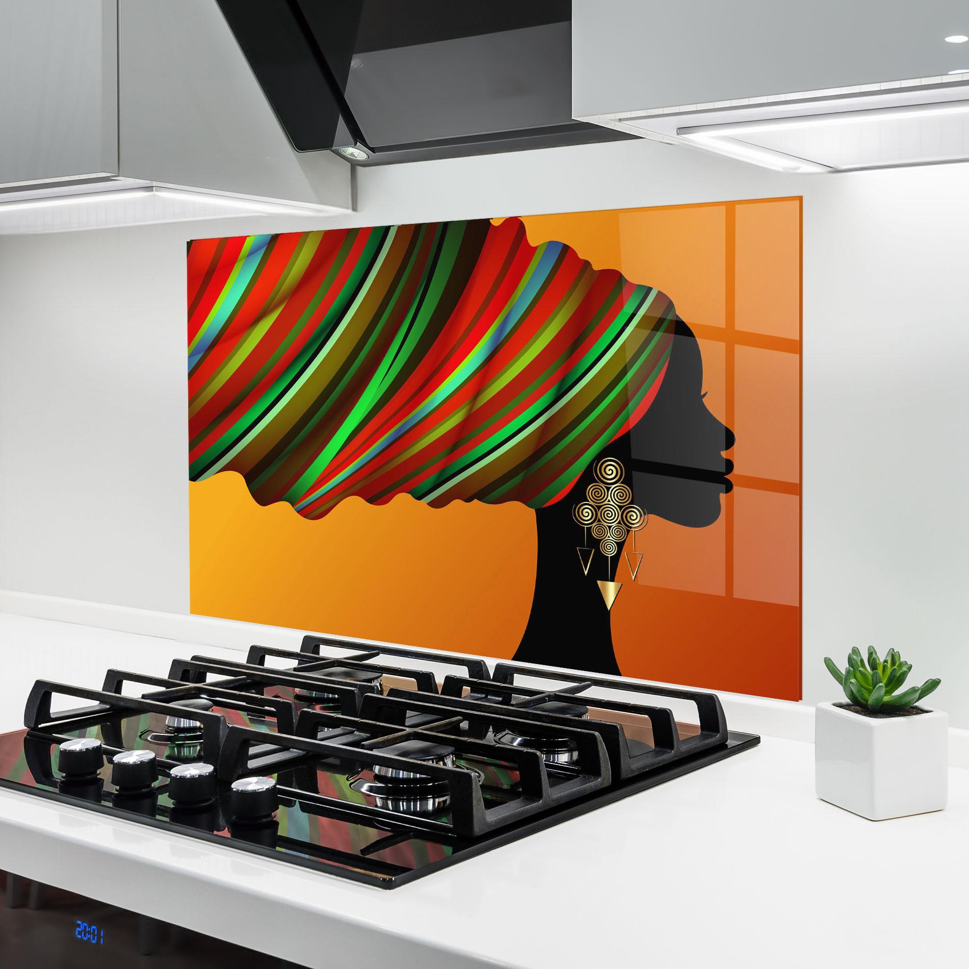 Panel Szklany do Kuchni Gold African Earrings mockup 6