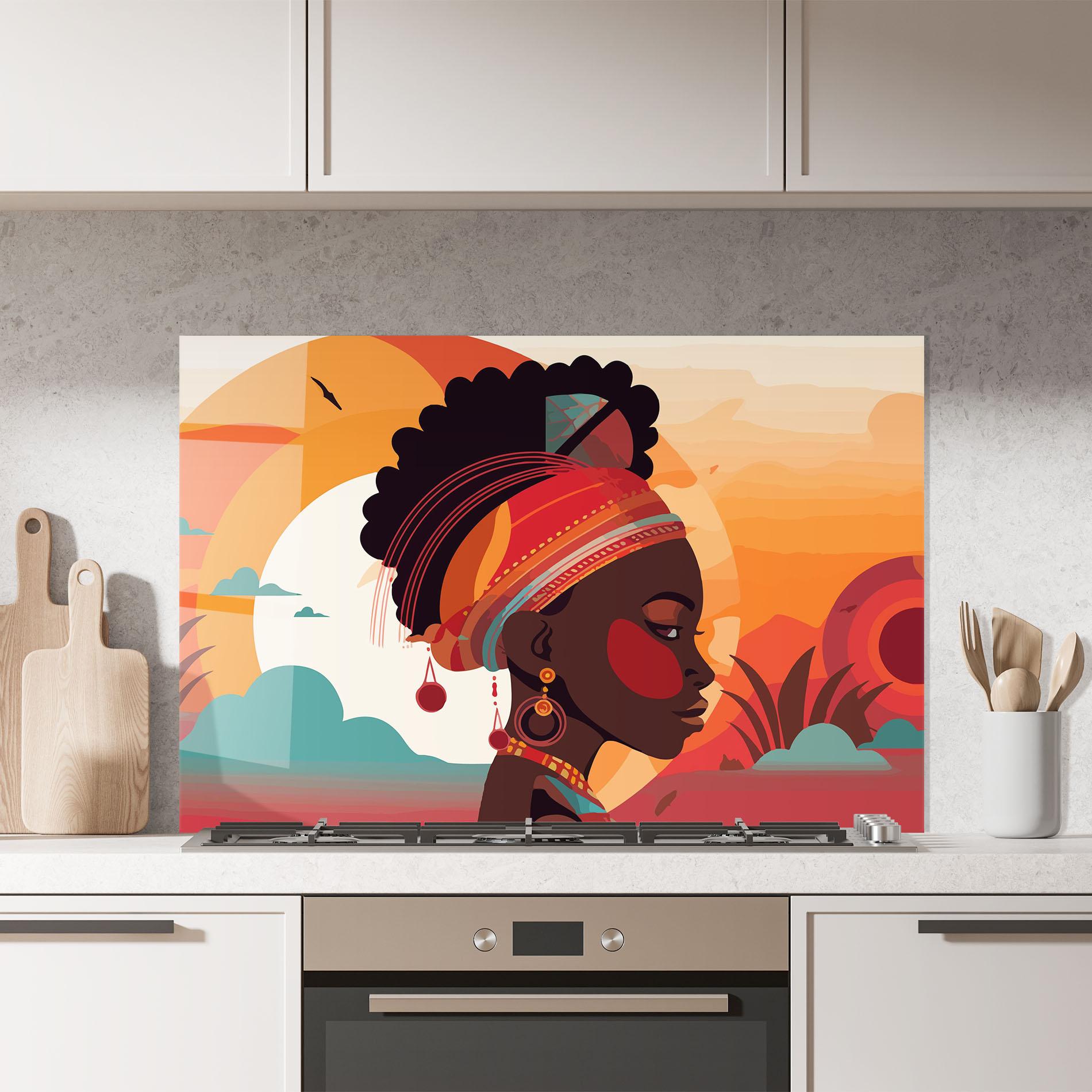 Panel Szklany do Kuchni African Lady Art mockup 7