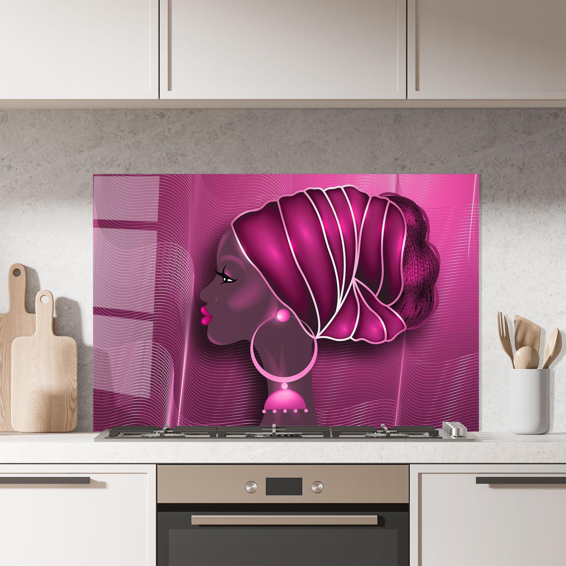 Panel Szklany do Kuchni African Pink Woman mockup 7