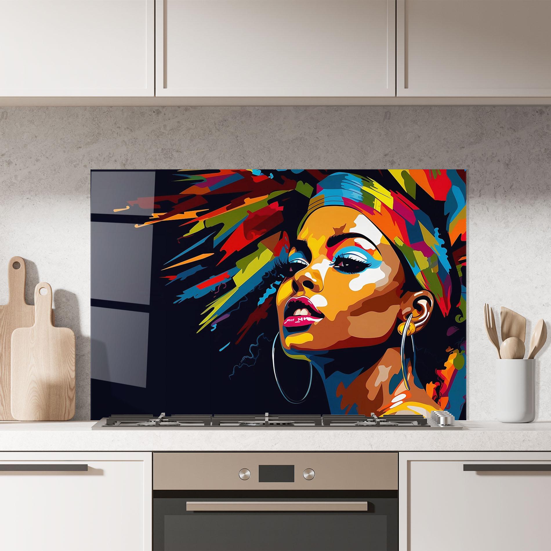 Panel Szklany do Kuchni African Woman Portrait mockup 7