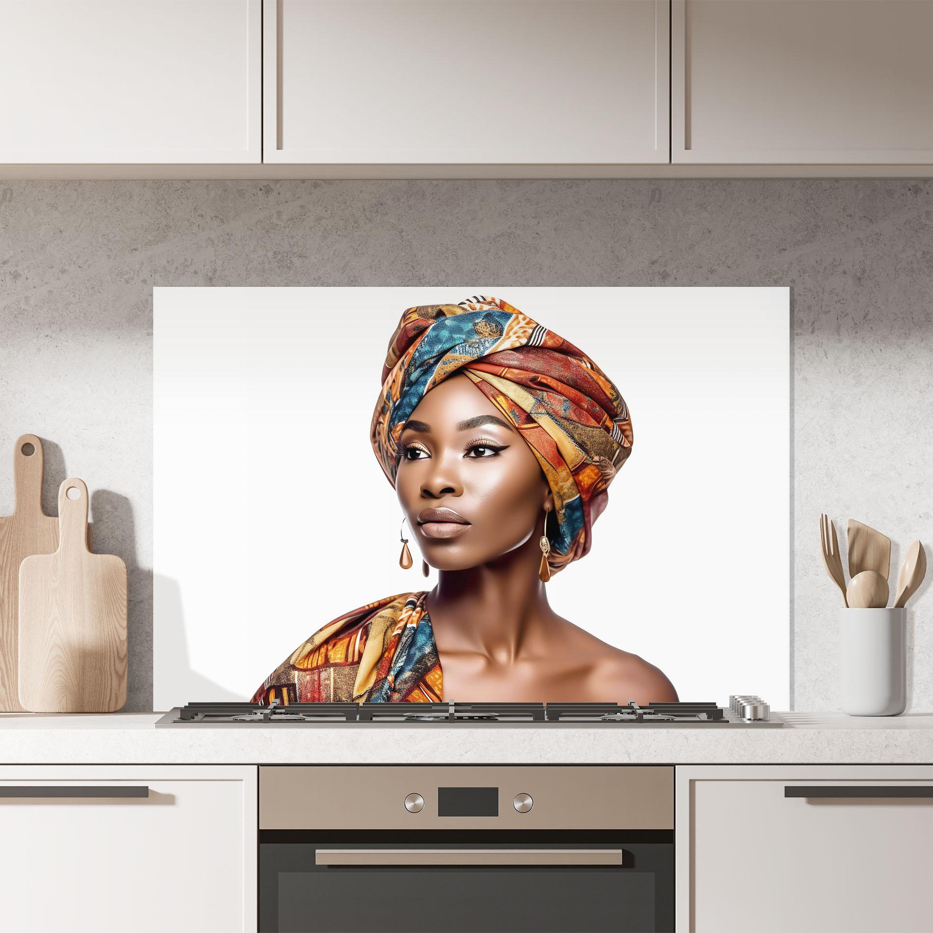 Panel Szklany do Kuchni African Woman Turban mockup 7