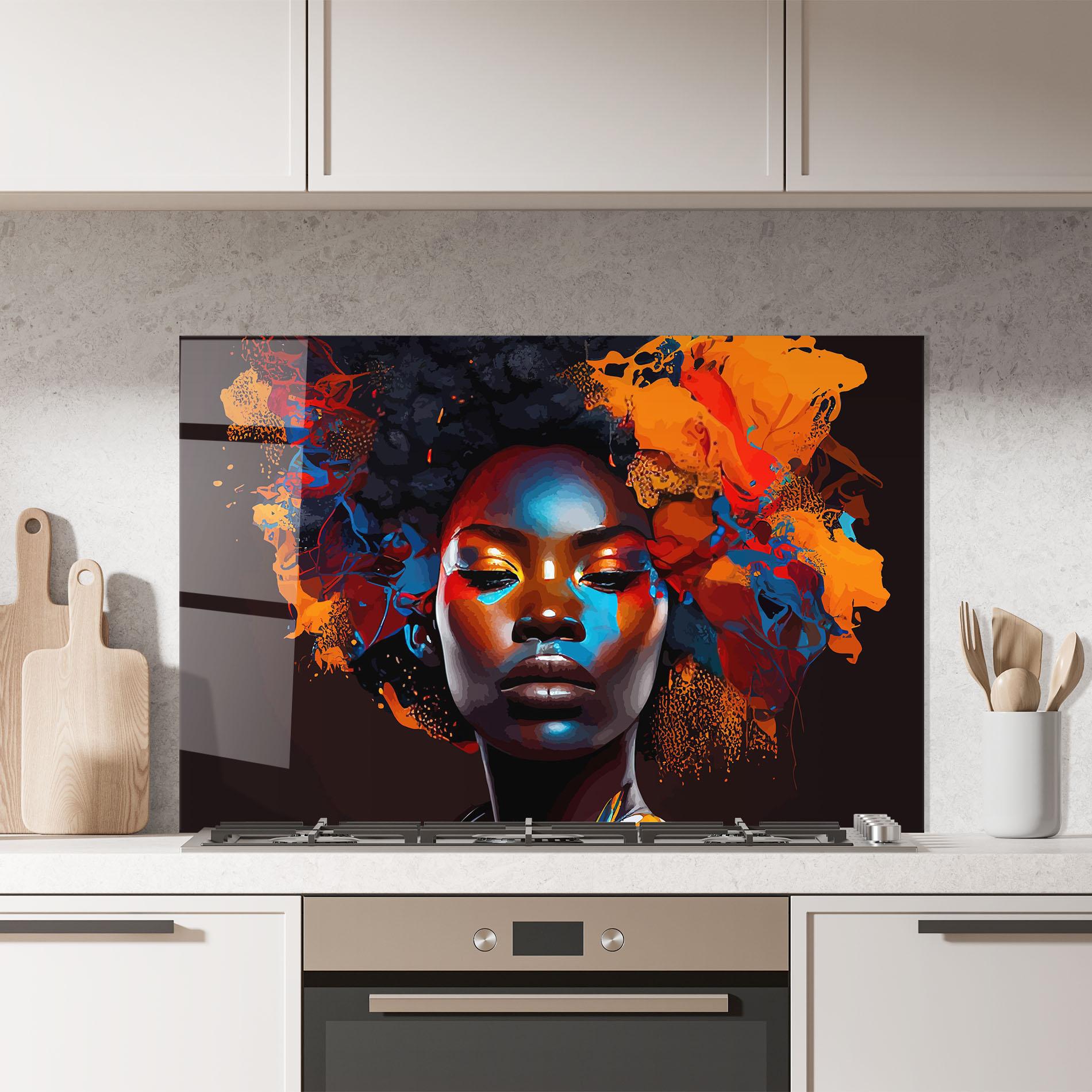 Panel Szklany do Kuchni Africat Yellow Hair mockup 7