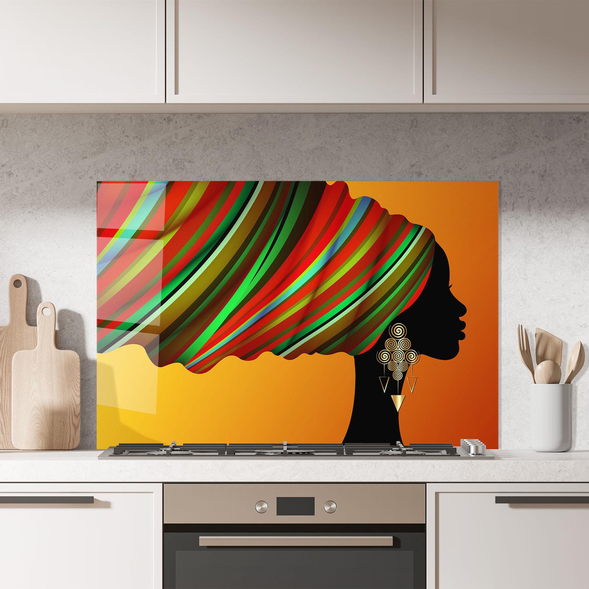 Panel Szklany do Kuchni Gold African Earrings mockup 7