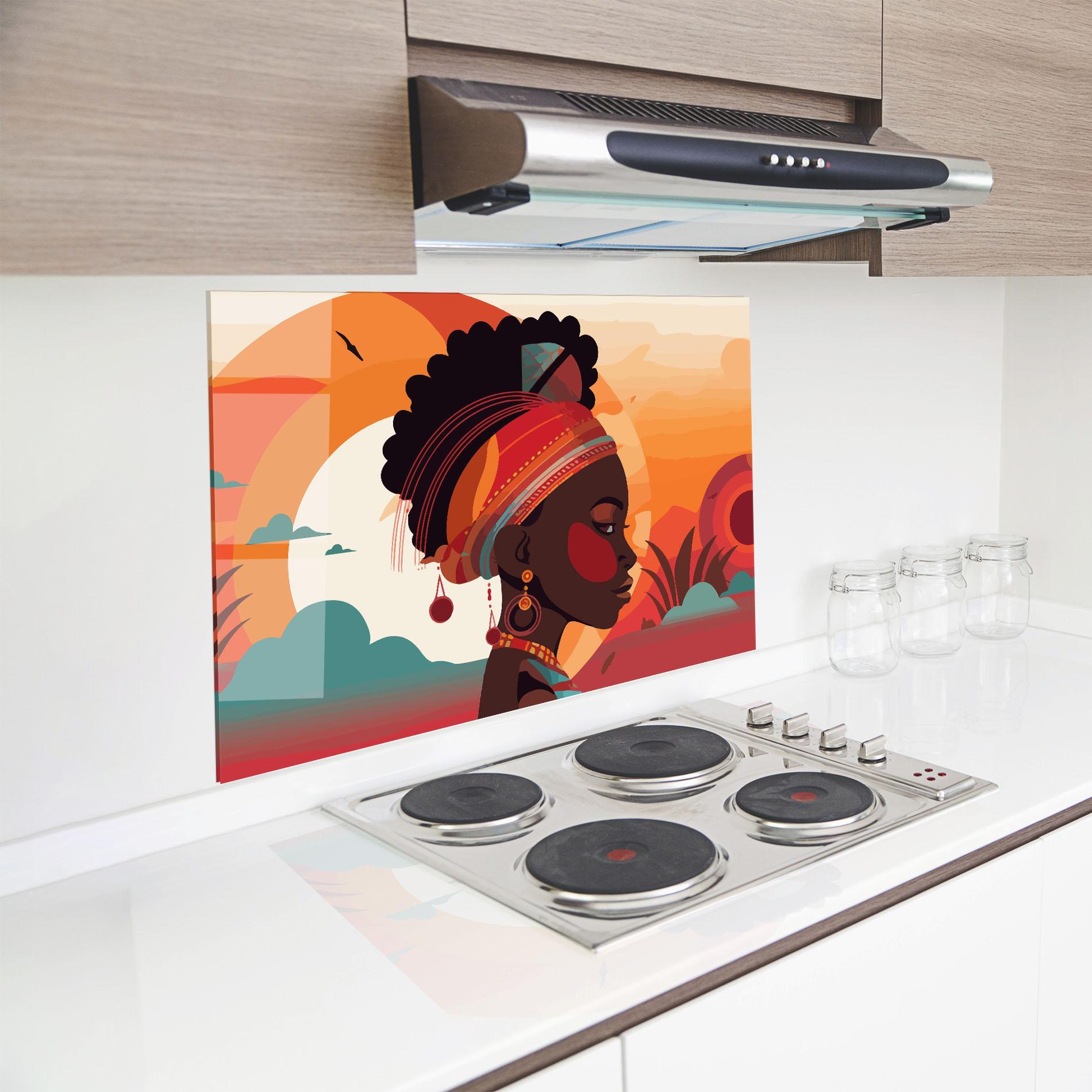 Panel Szklany do Kuchni African Lady Art mockup 8