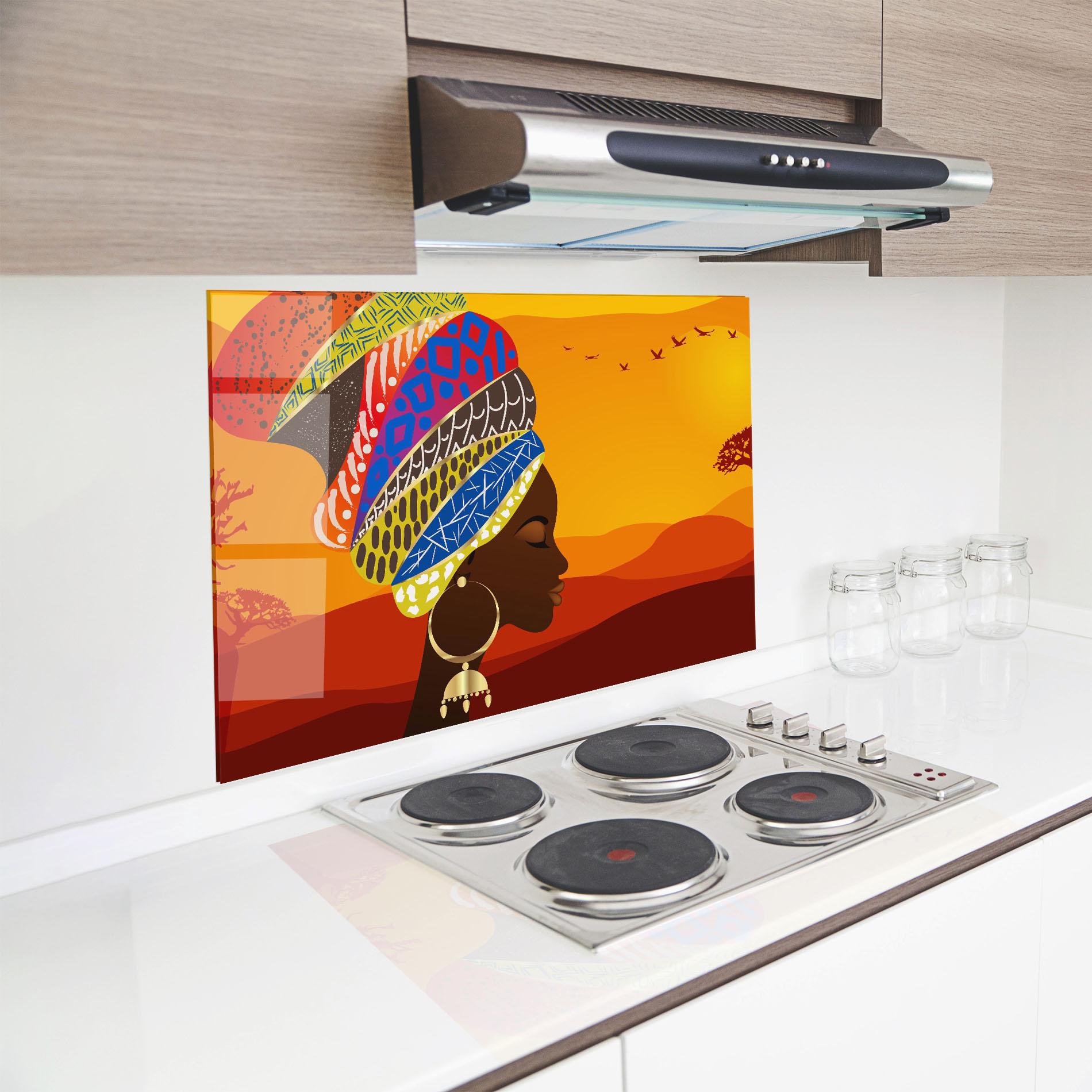 Panel Szklany do Kuchni African View Woman mockup 8