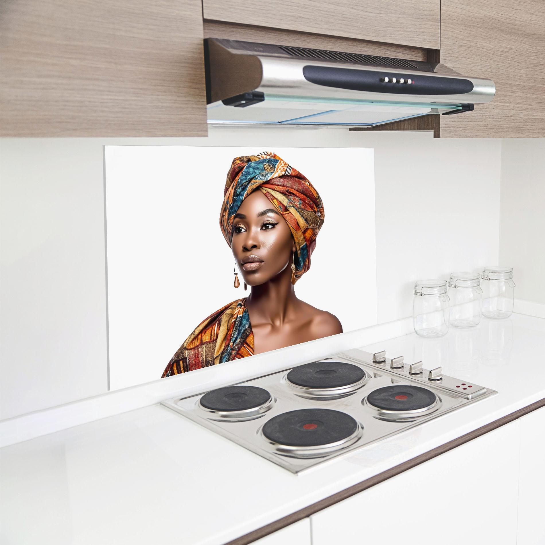 Panel Szklany do Kuchni African Woman Turban mockup 8