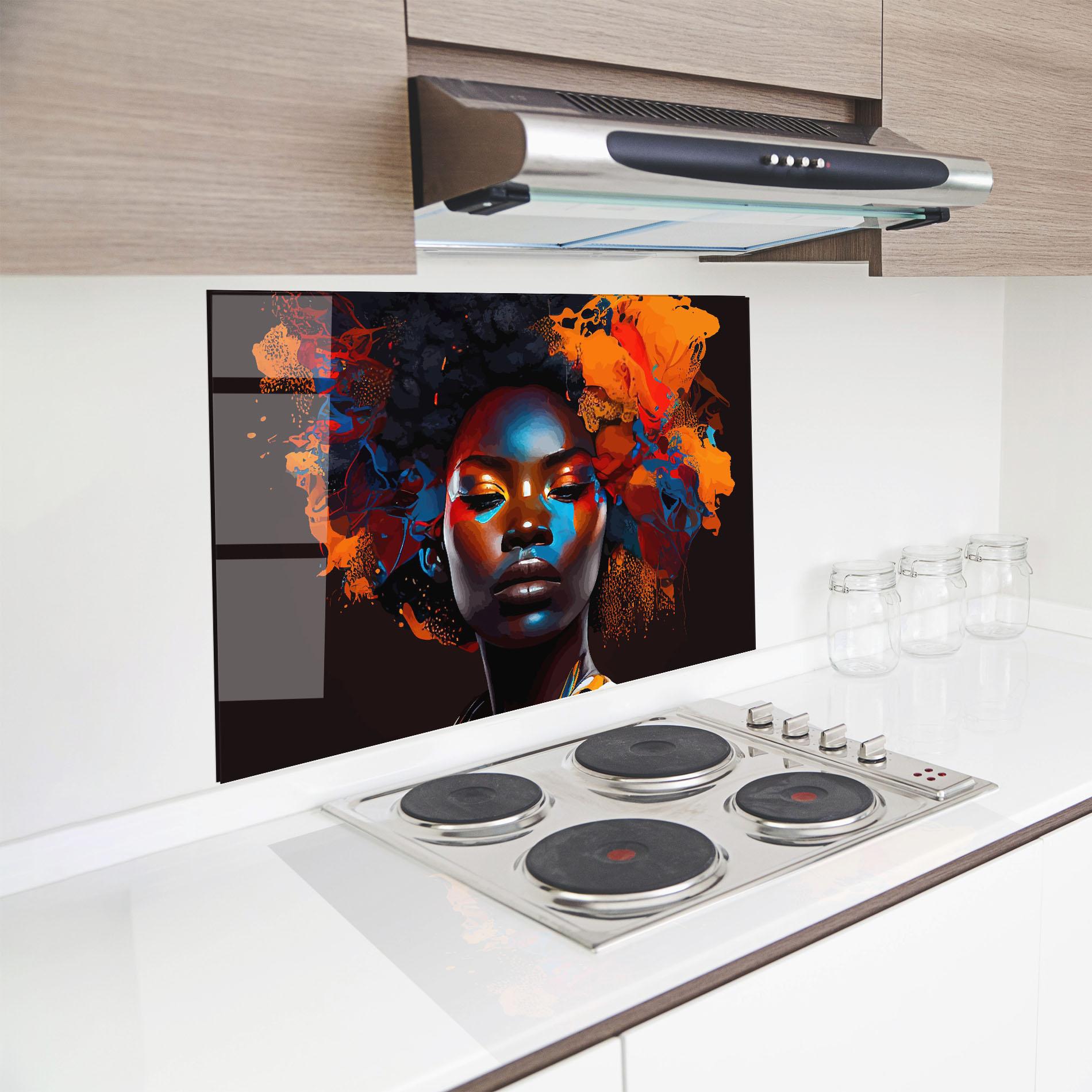 Panel Szklany do Kuchni Africat Yellow Hair mockup 8