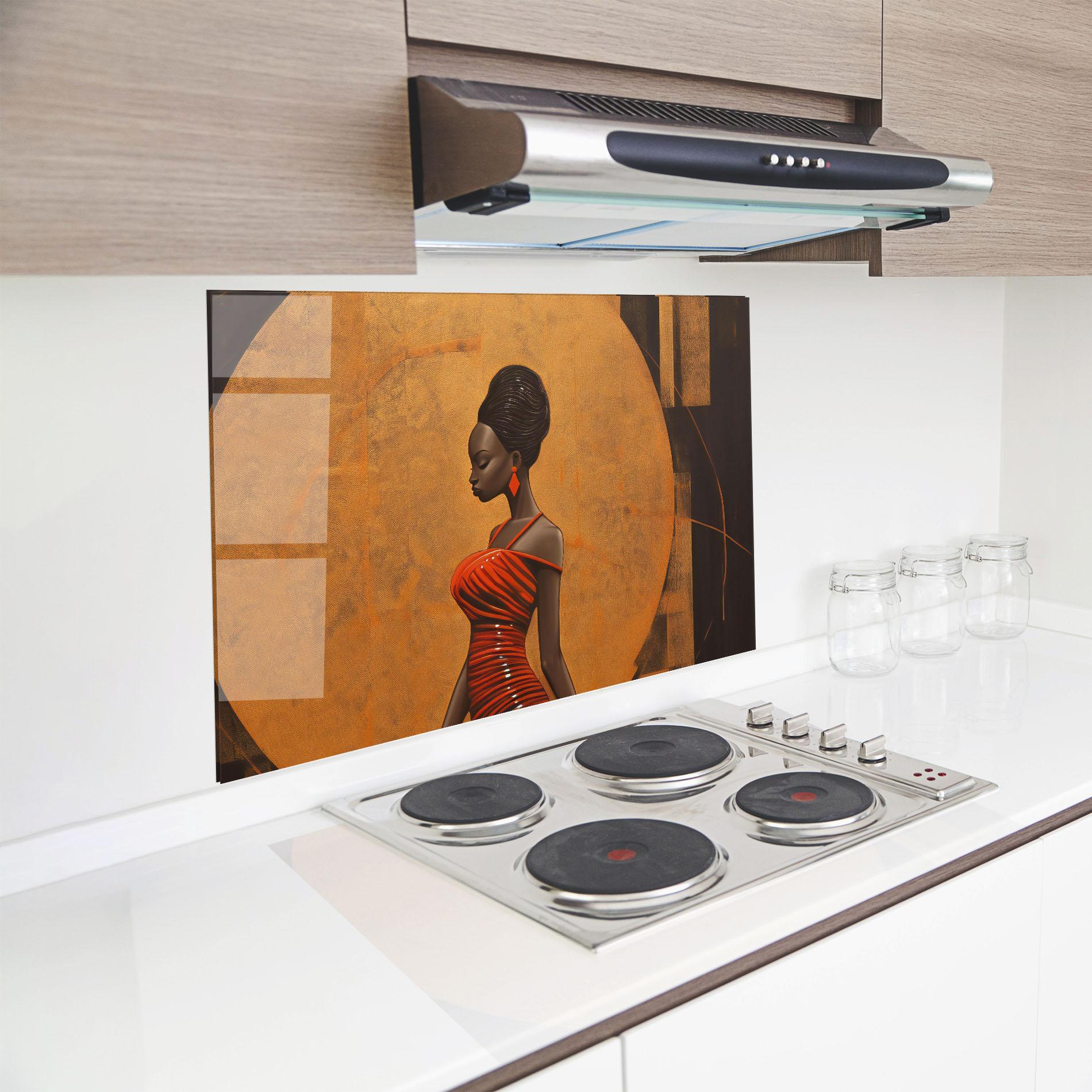 Panel Szklany do Kuchni Beautiful African Red Dress mockup 8