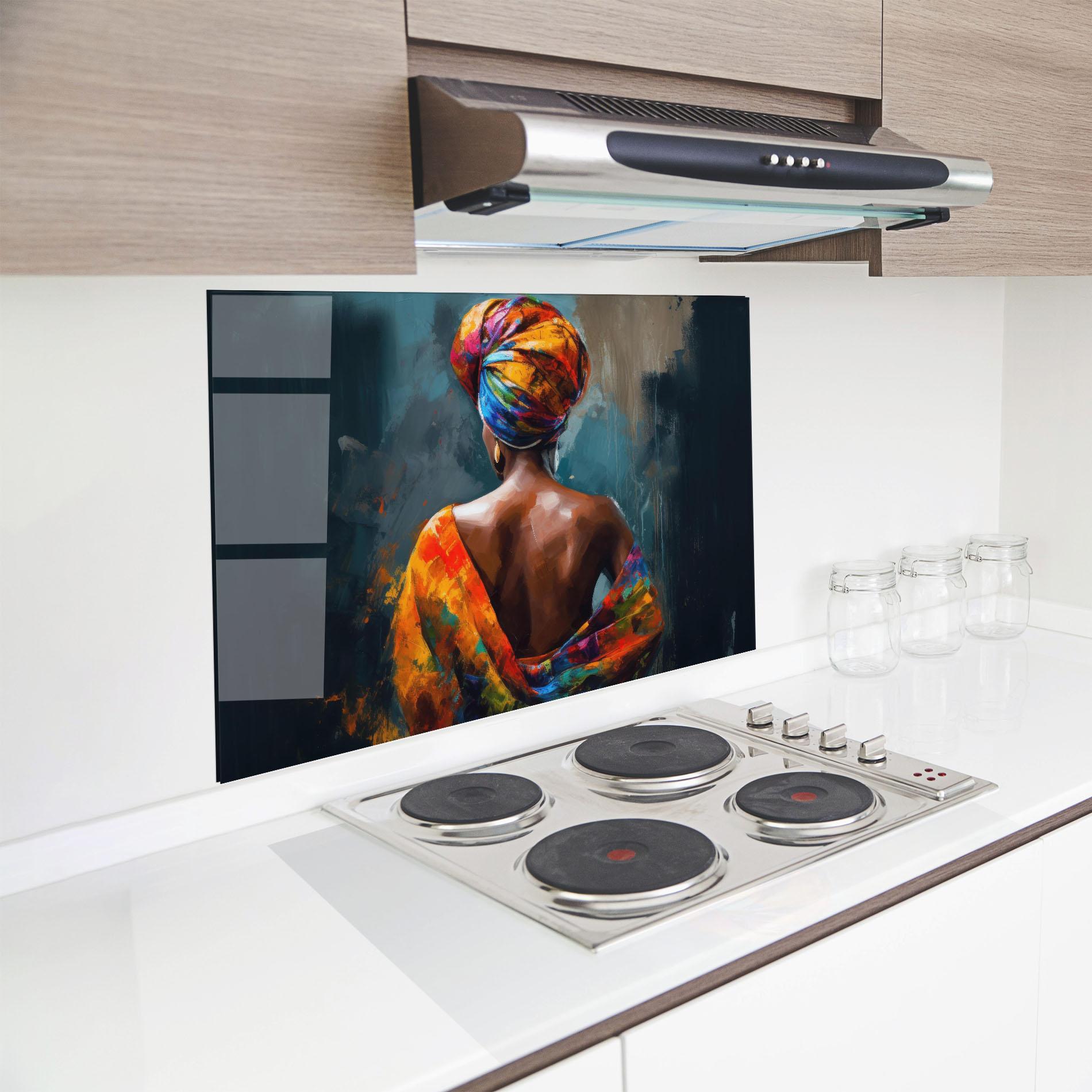 Panel Szklany do Kuchni Colorful Turban Woman mockup 8