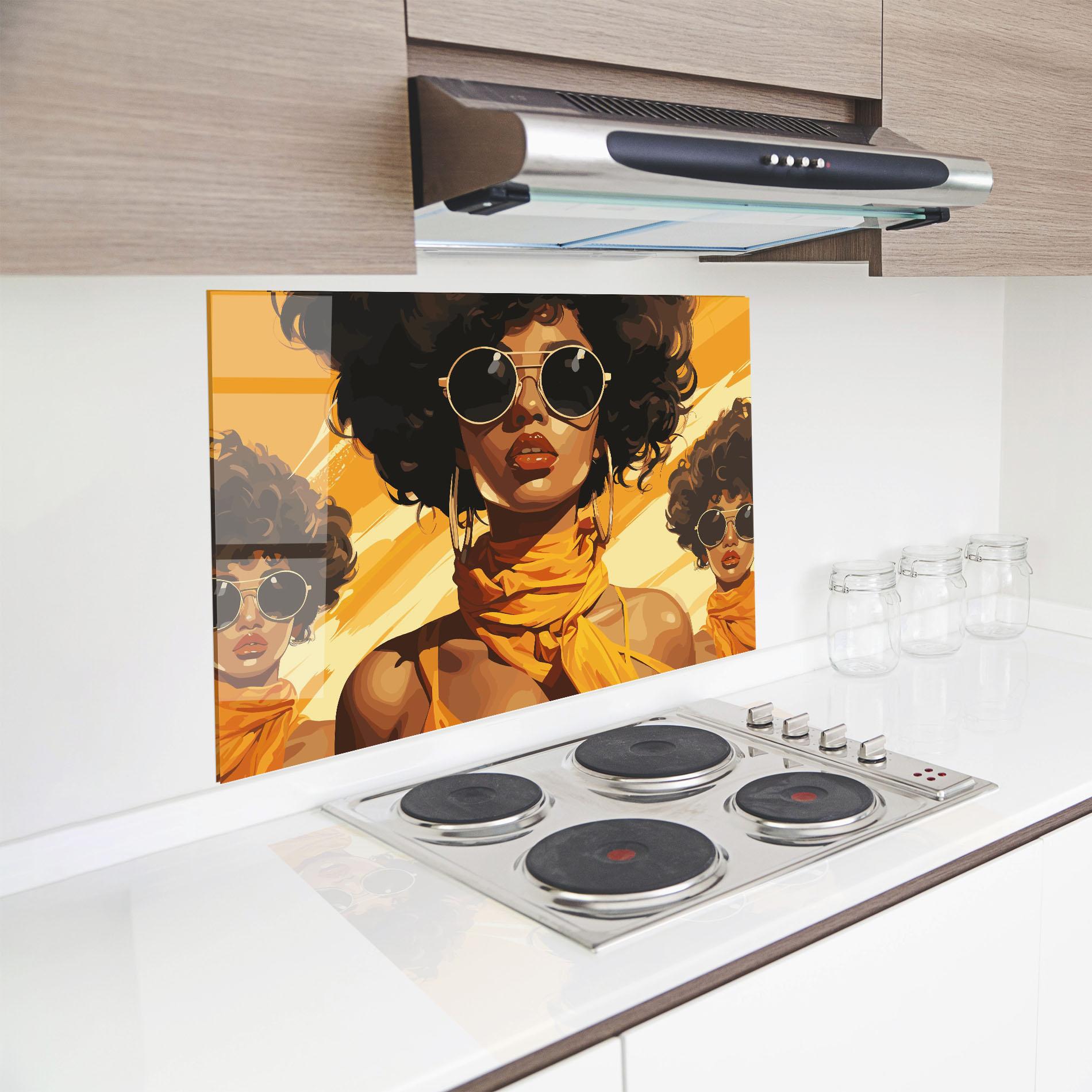 Panel Szklany do Kuchni Yellow African Scarf mockup 8