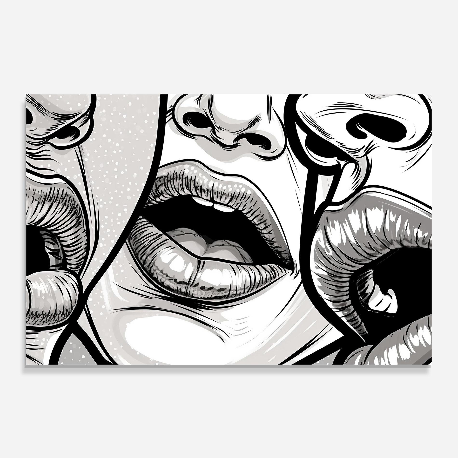 Panel Szklany do Kuchni Comic Book Lips mockup 0