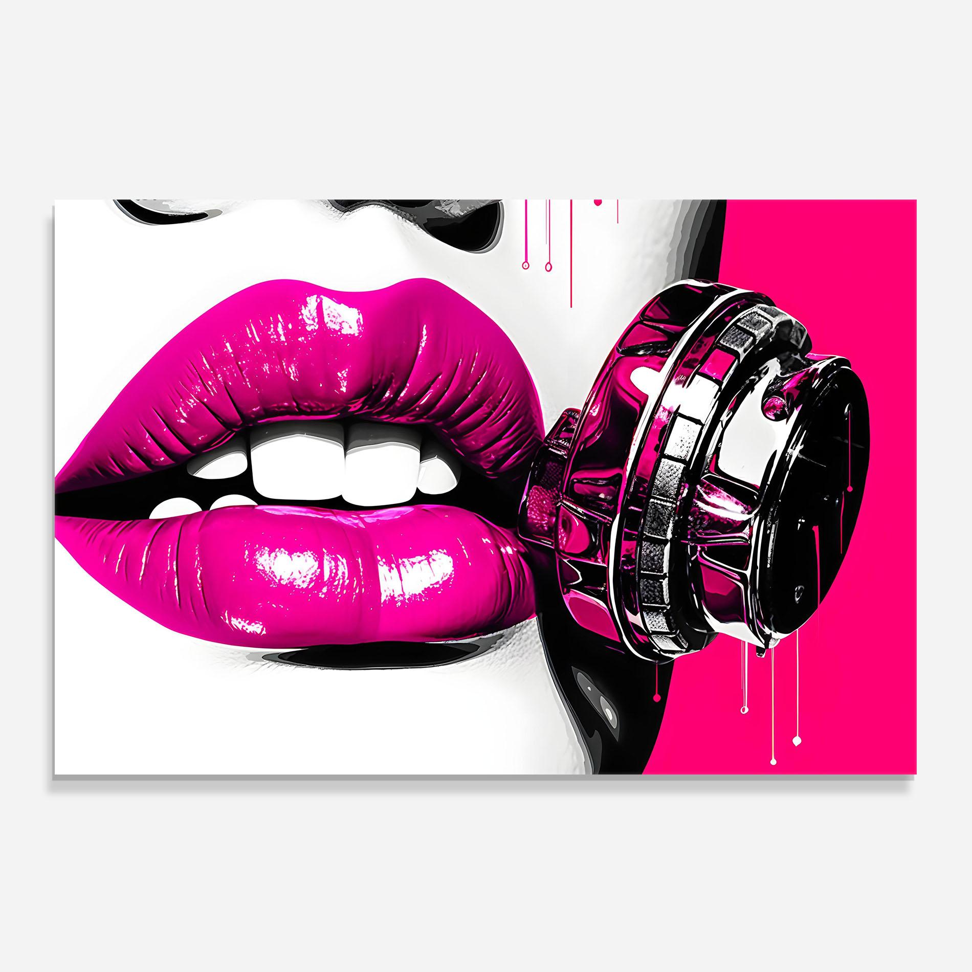 Panel Szklany do Kuchni Hot Pink Lips mockup 0
