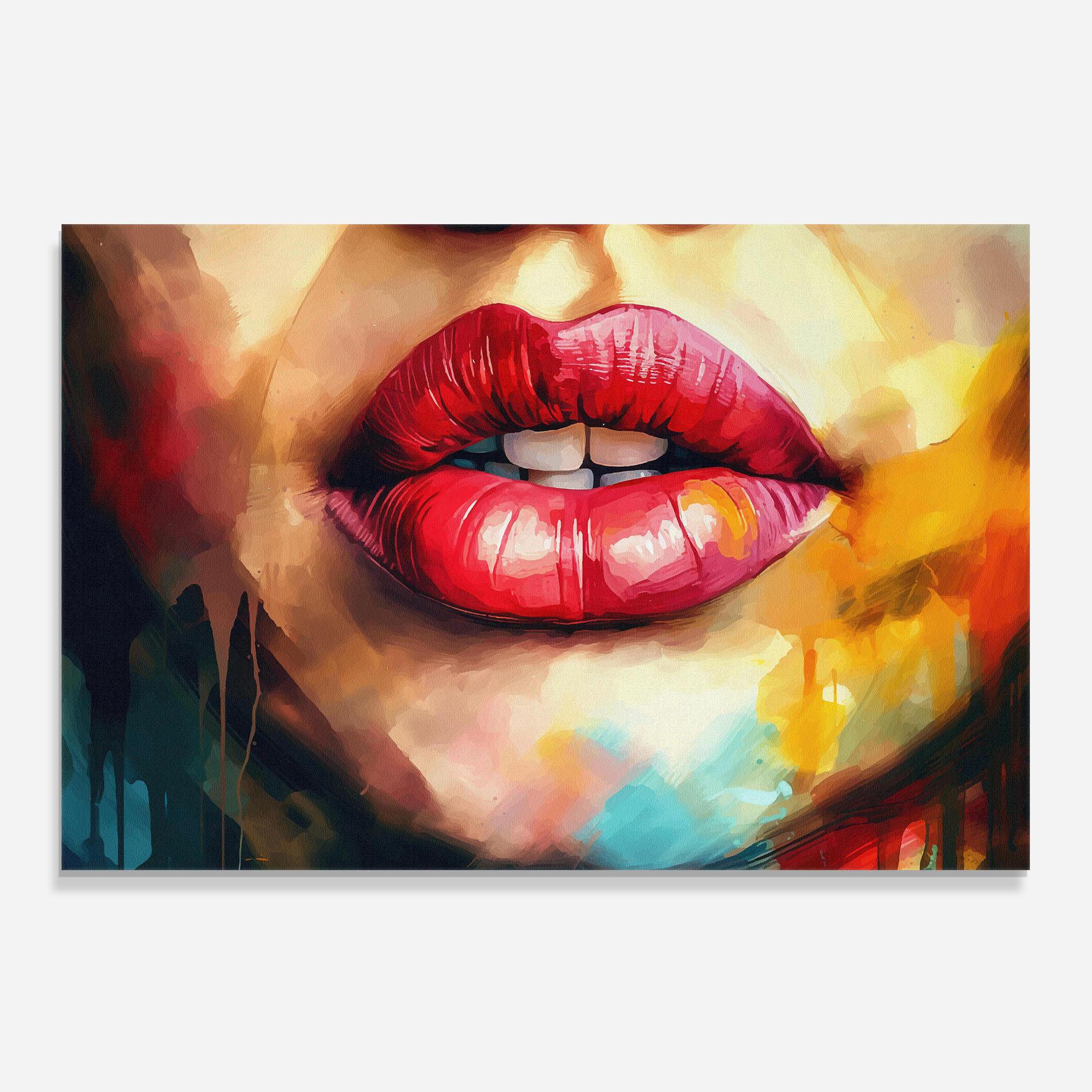 Panel Szklany do Kuchni Painting Texture Lips mockup 0