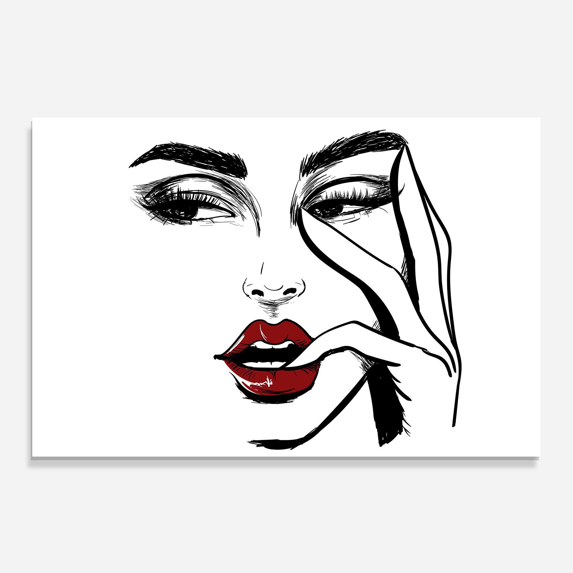 Panel Szklany do Kuchni Red Lips Looking mockup 0
