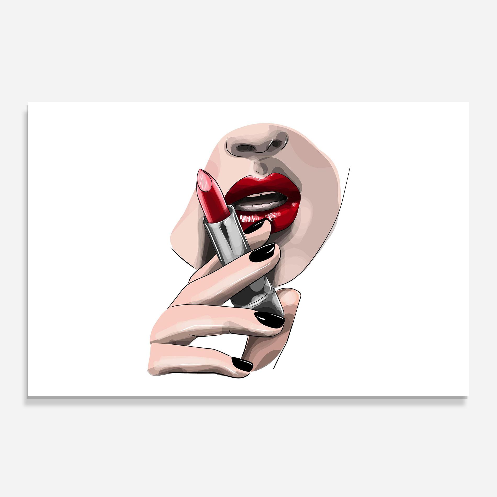 Panel Szklany do Kuchni Red Lipstick mockup 0