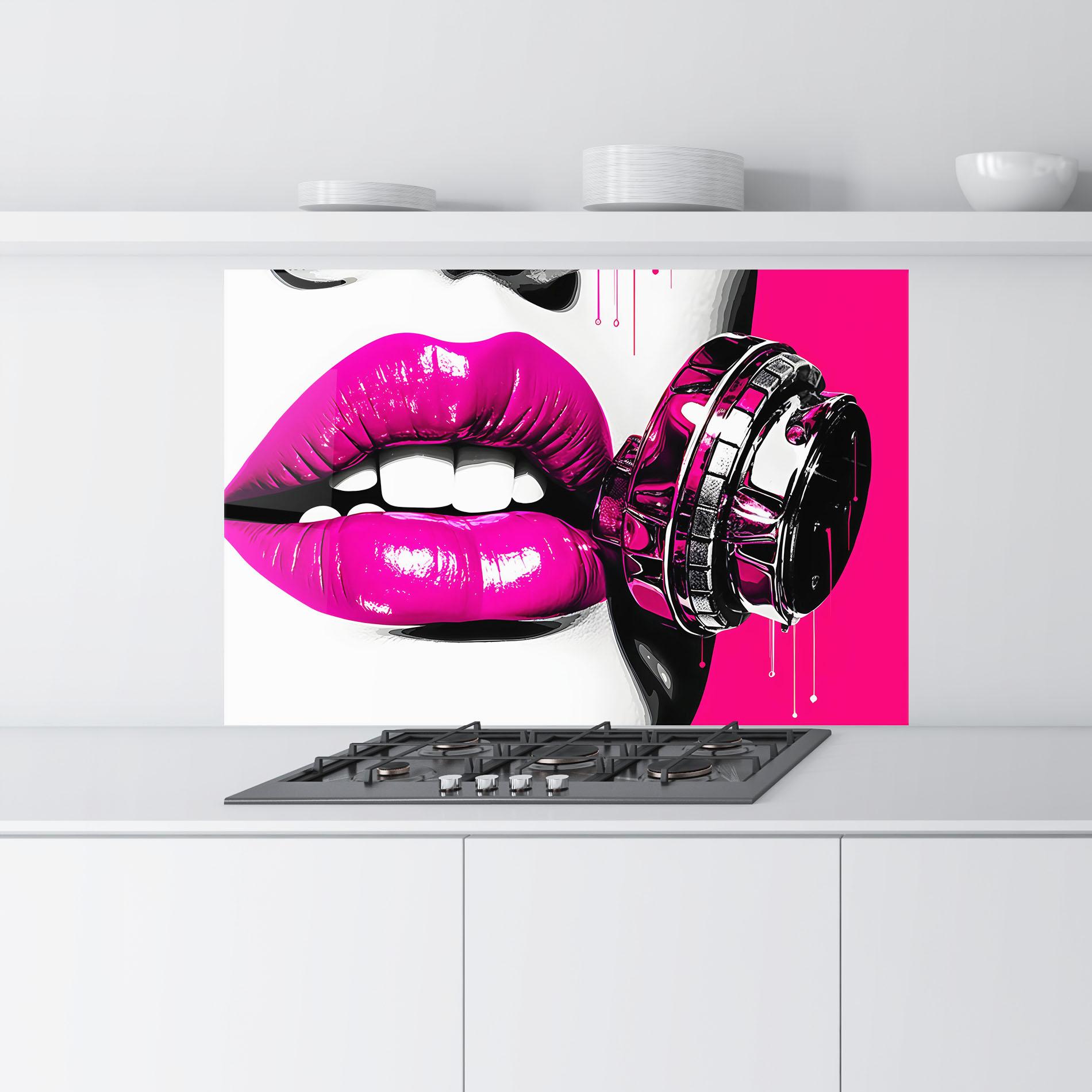 Panel Szklany do Kuchni Hot Pink Lips mockup 9