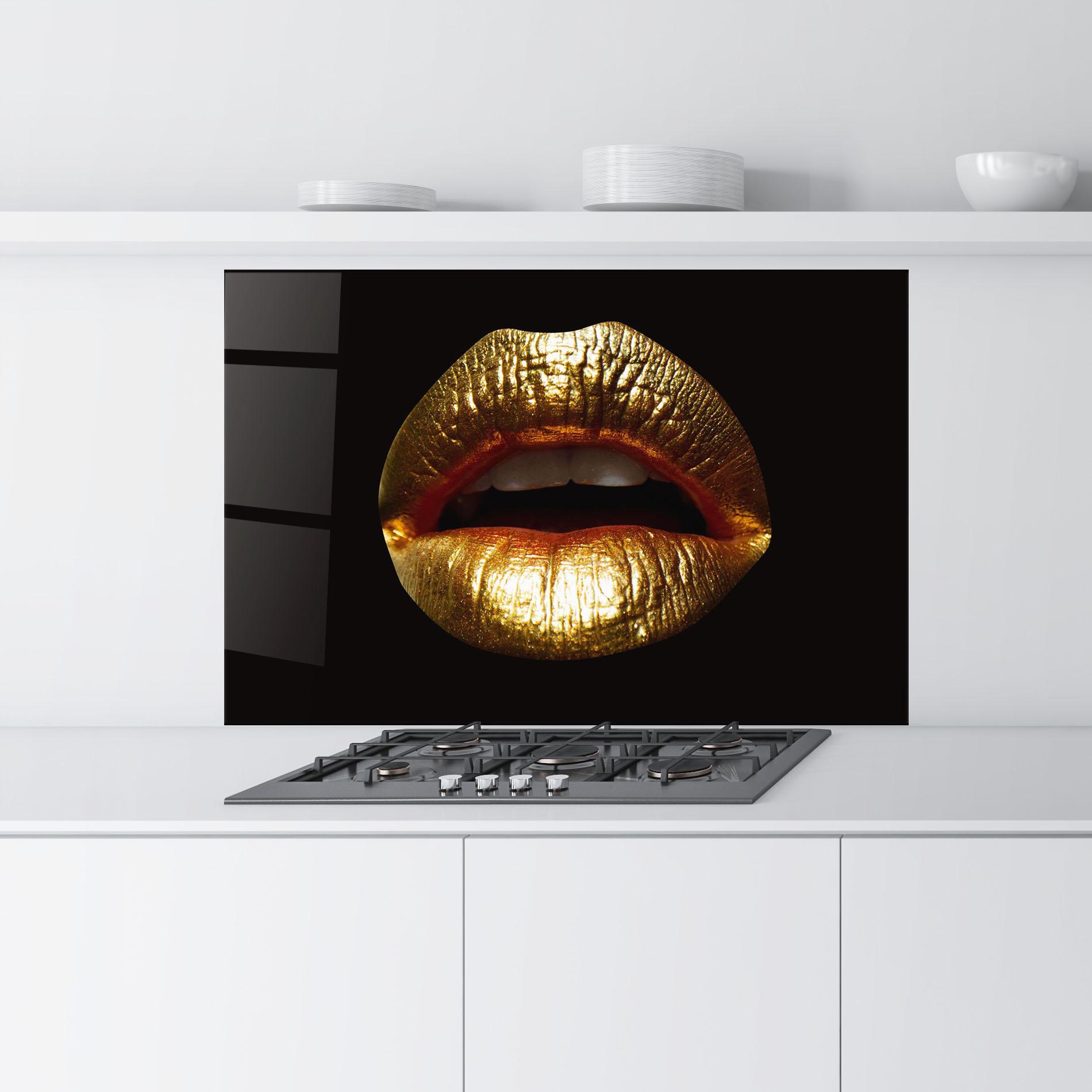 Panel Szklany do Kuchni Pretty Gold Lips mockup 9