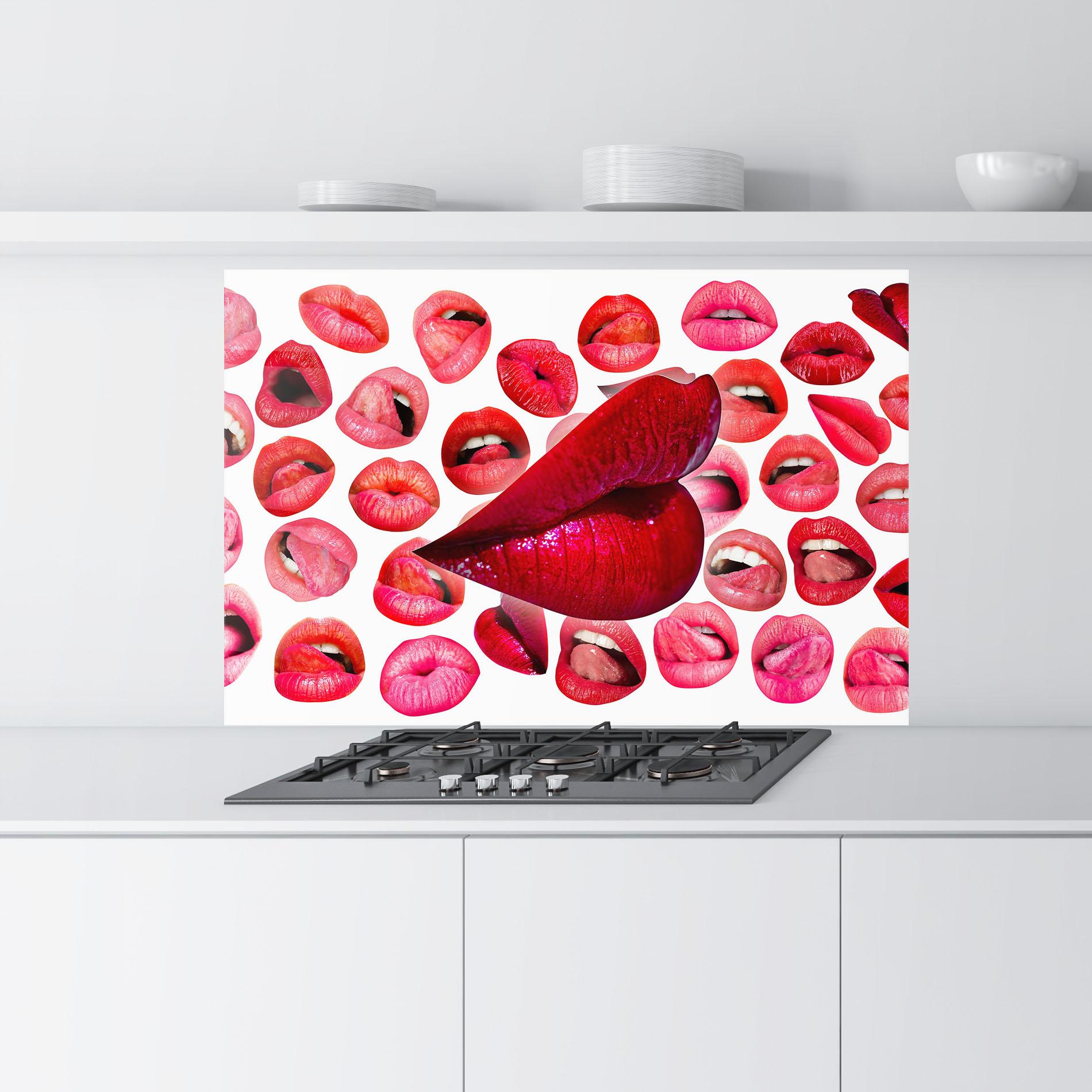 Panel Szklany do Kuchni Red Lip Female mockup 9