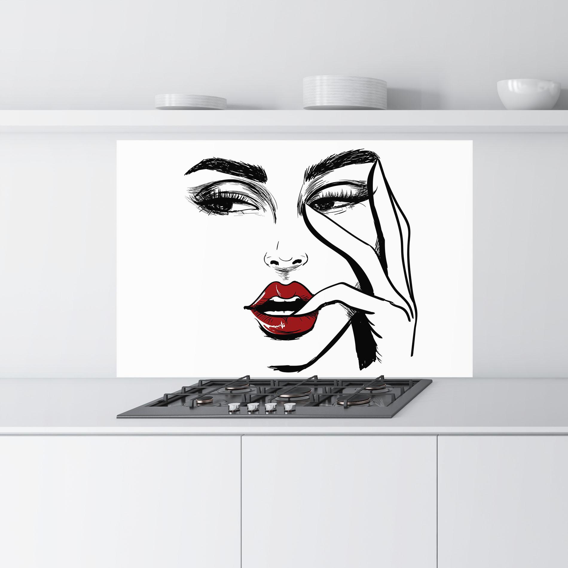 Panel Szklany do Kuchni Red Lips Looking mockup 9