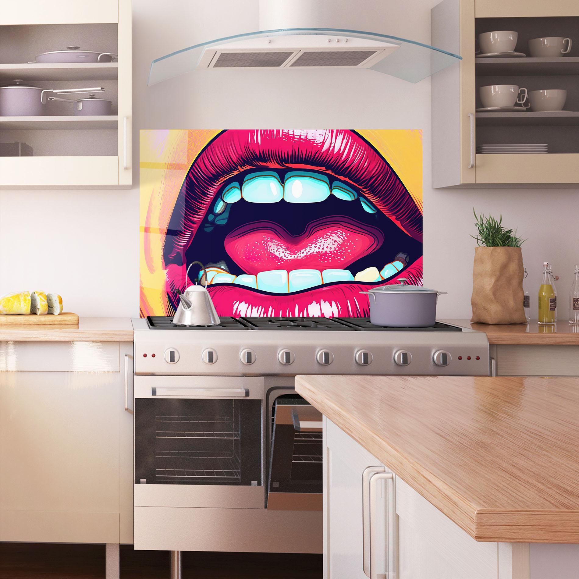 Panel Szklany do Kuchni Lips Pop Art mockup 1