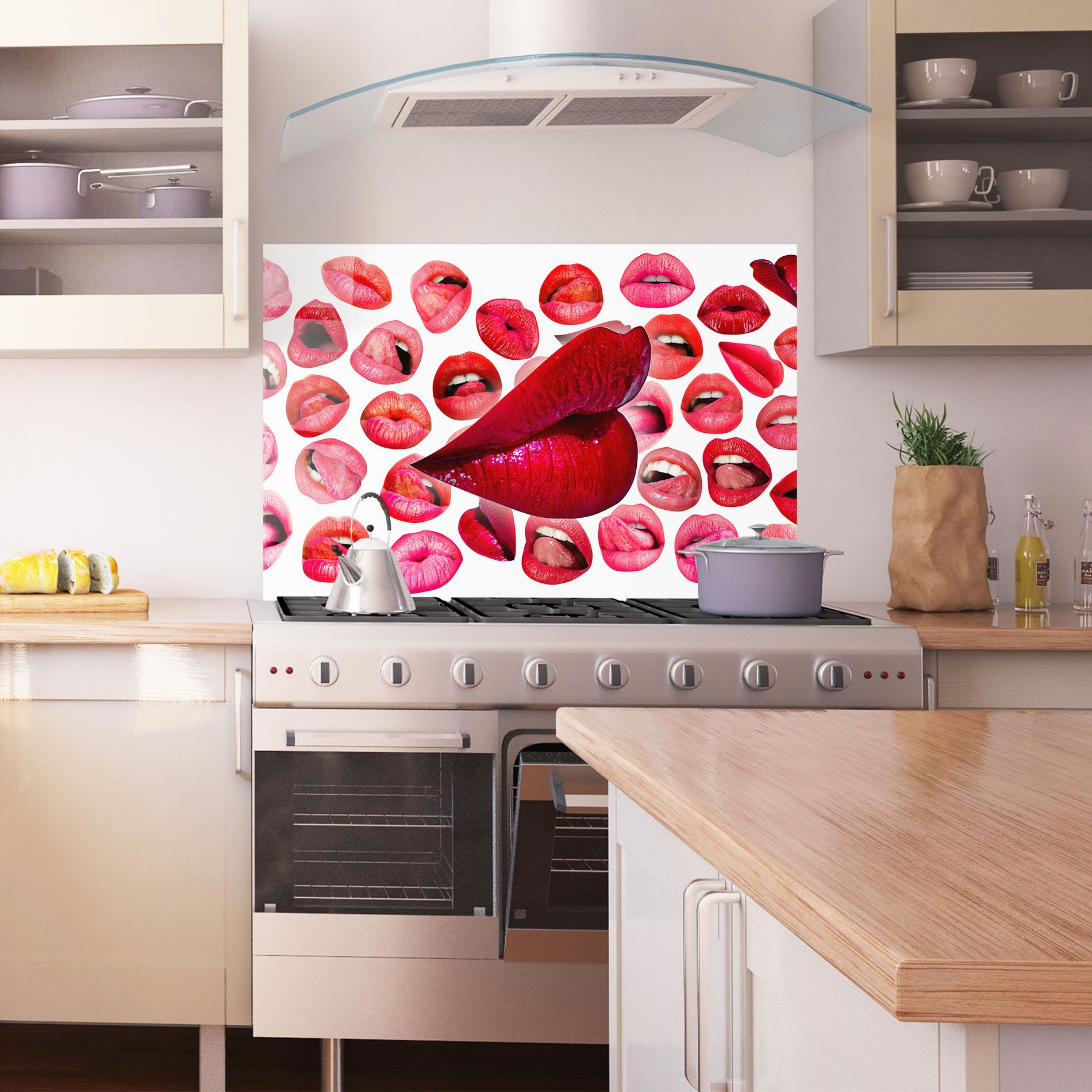 Panel Szklany do Kuchni Red Lip Female mockup 1