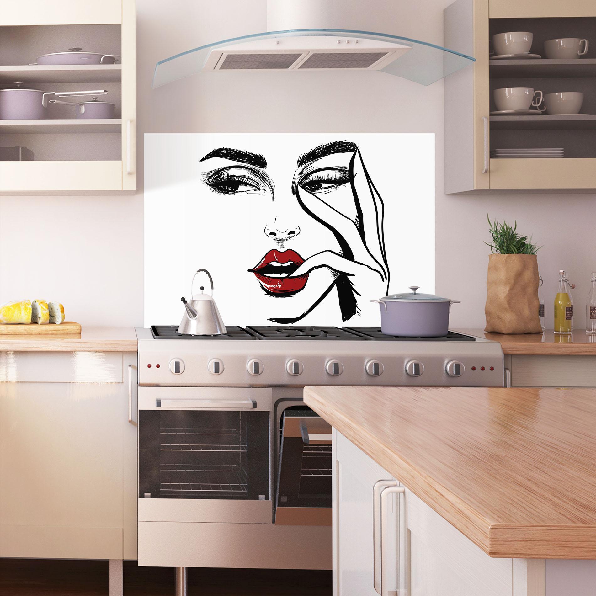 Panel Szklany do Kuchni Red Lips Looking mockup 1