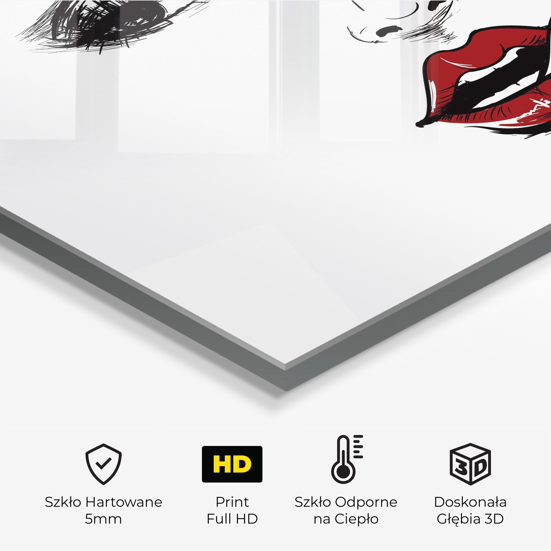 Panel Szklany do Kuchni Red Lips Looking mockup 2