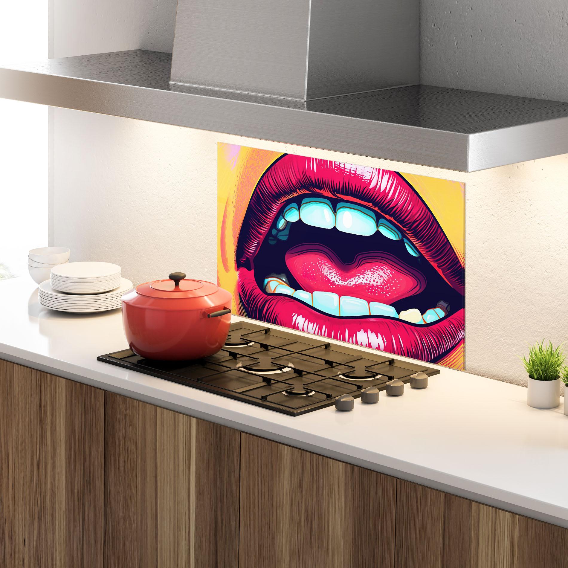 Panel Szklany do Kuchni Lips Pop Art mockup 4