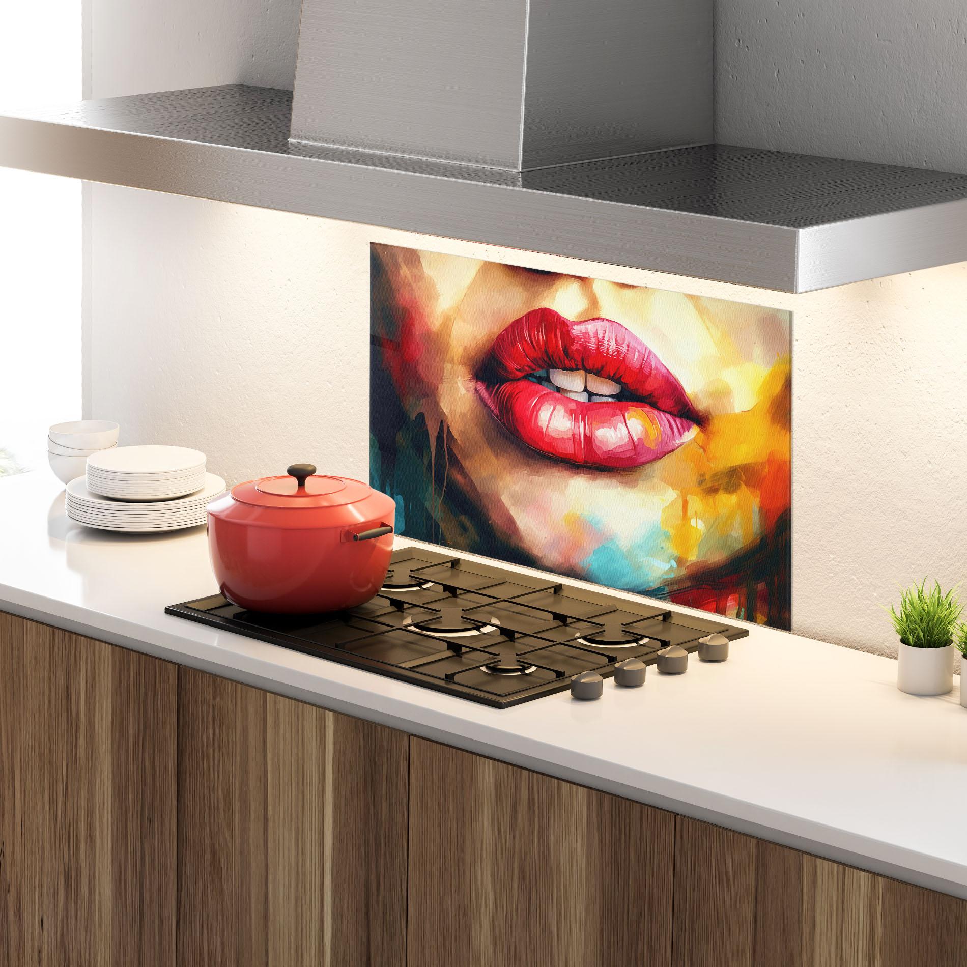 Panel Szklany do Kuchni Painting Texture Lips mockup 4
