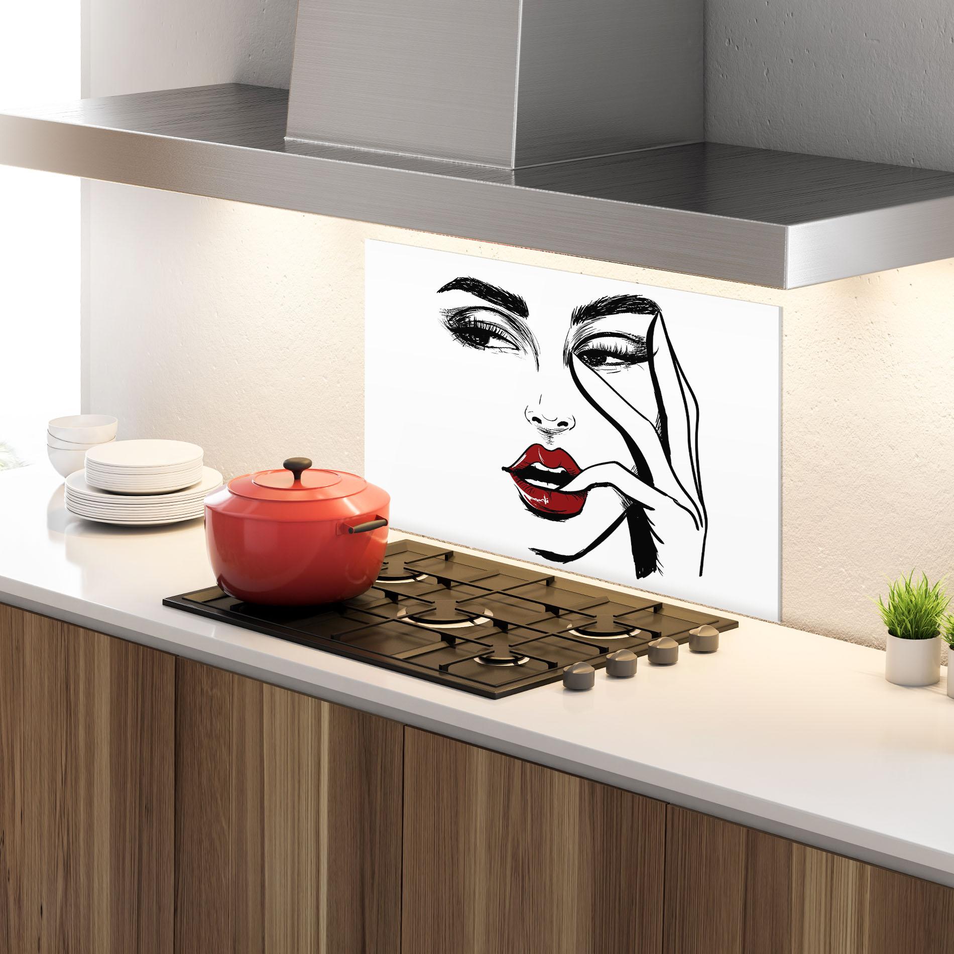 Panel Szklany do Kuchni Red Lips Looking mockup 4
