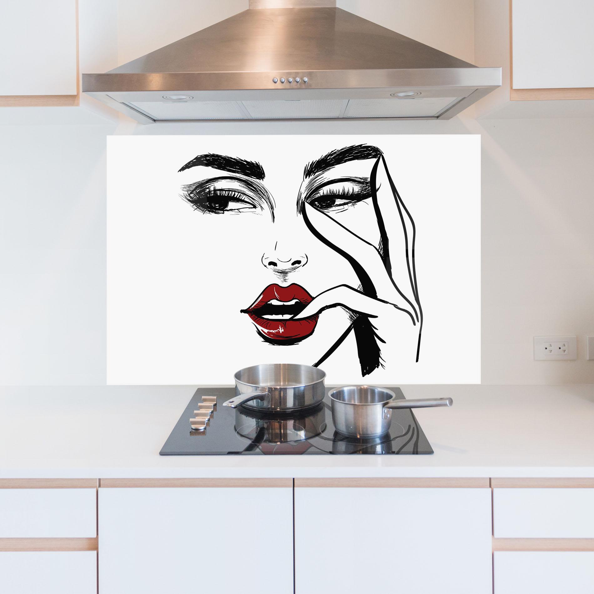 Panel Szklany do Kuchni Red Lips Looking mockup 5