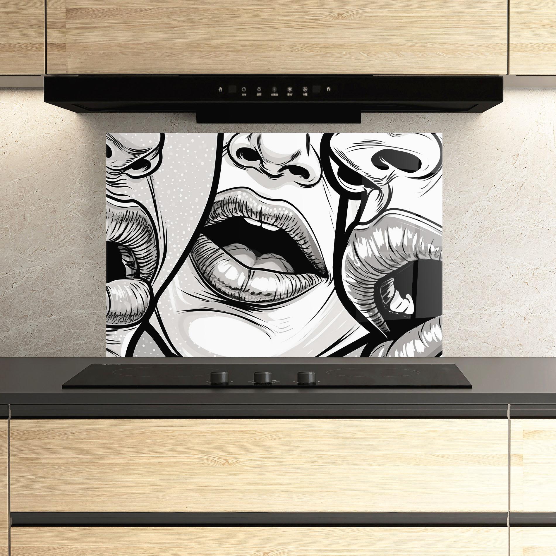Panel Szklany do Kuchni Comic Book Lips mockup 3