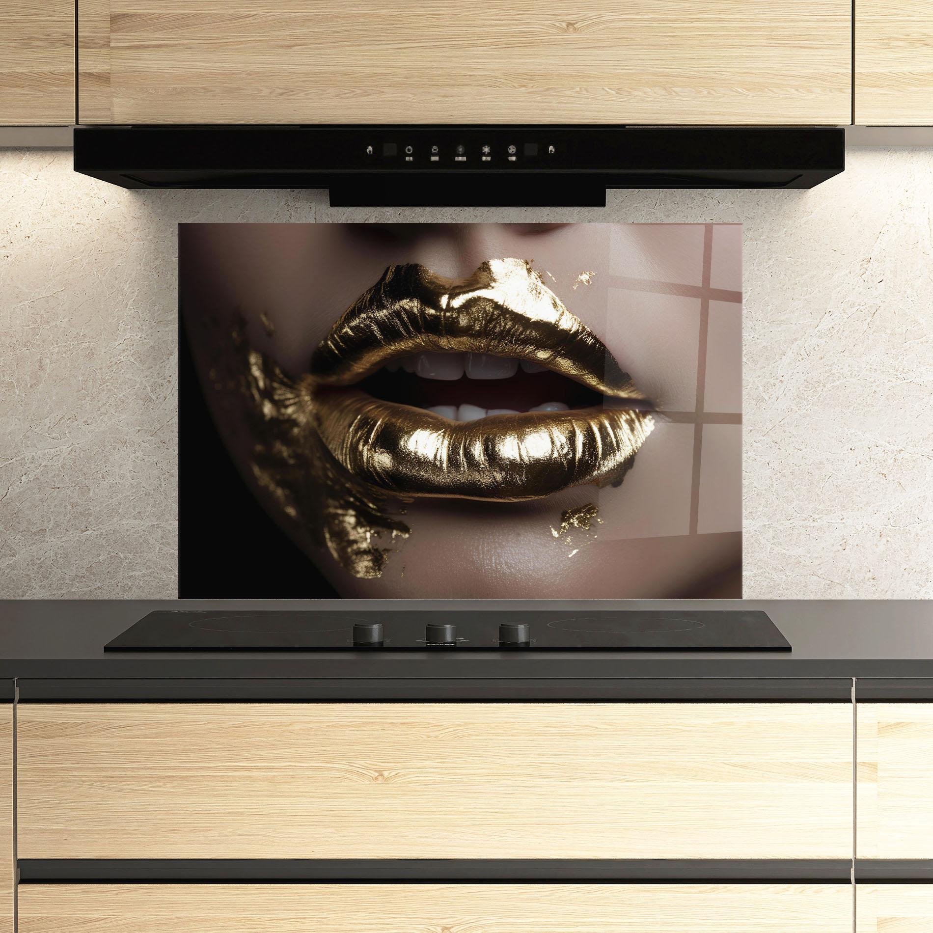 Panel Szklany do Kuchni Gold Lips mockup 3