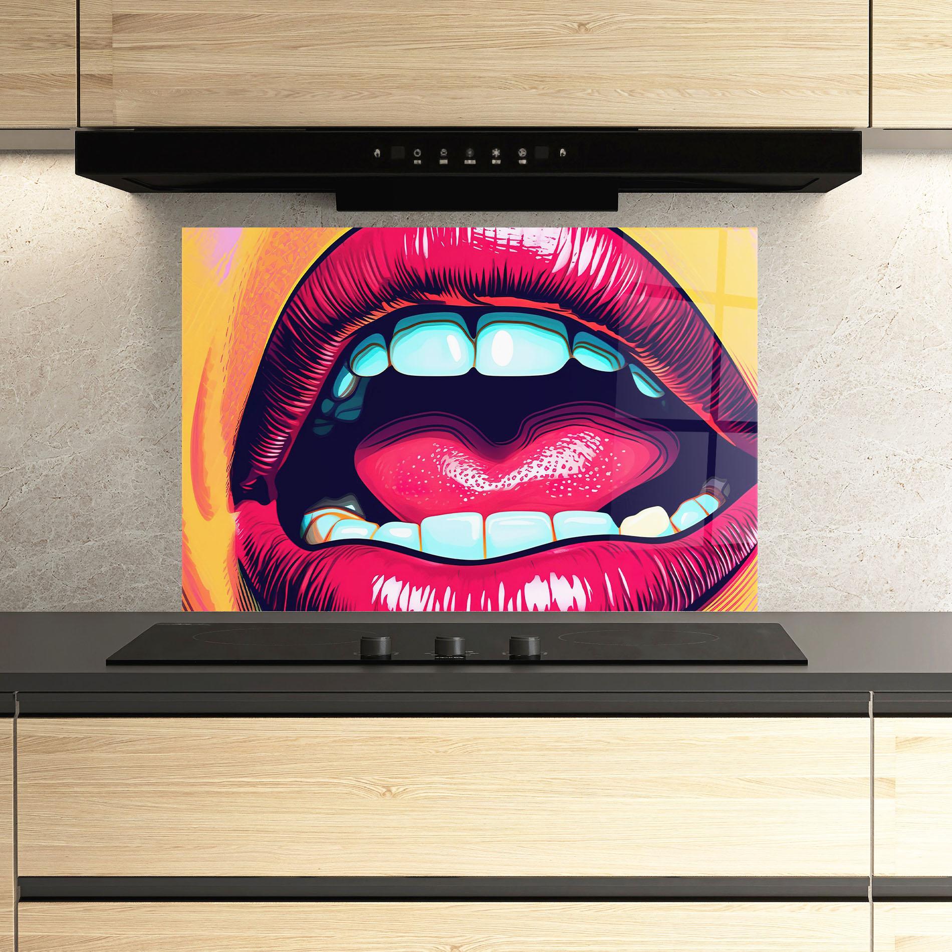 Panel Szklany do Kuchni Lips Pop Art mockup 3