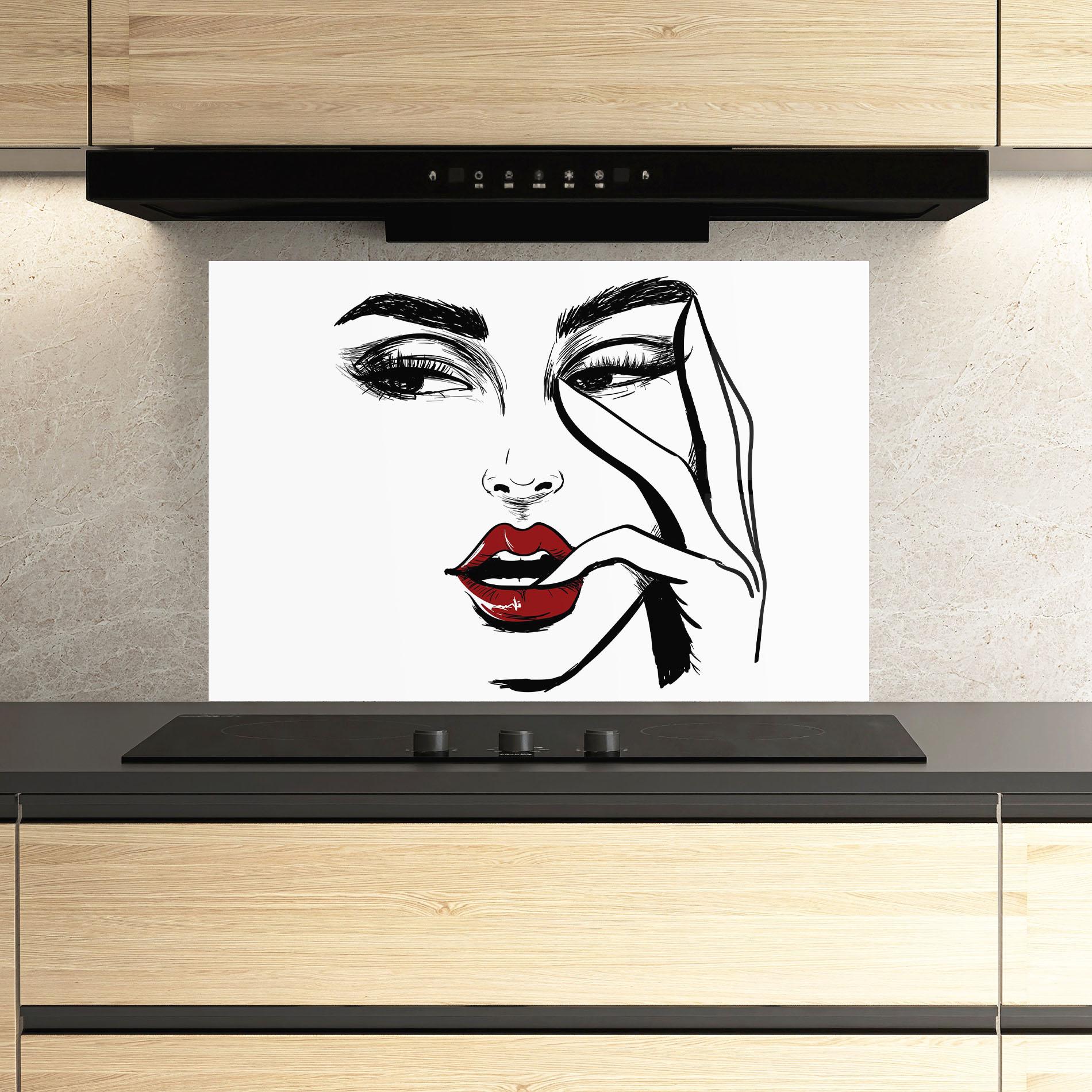 Panel Szklany do Kuchni Red Lips Looking mockup 3