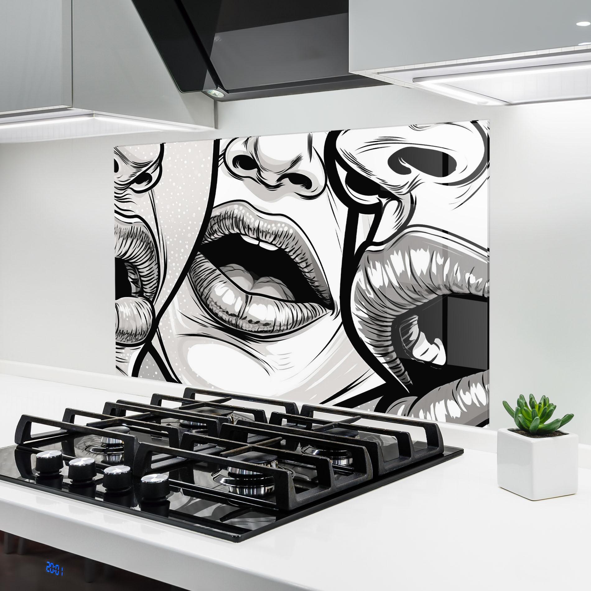 Panel Szklany do Kuchni Comic Book Lips mockup 6