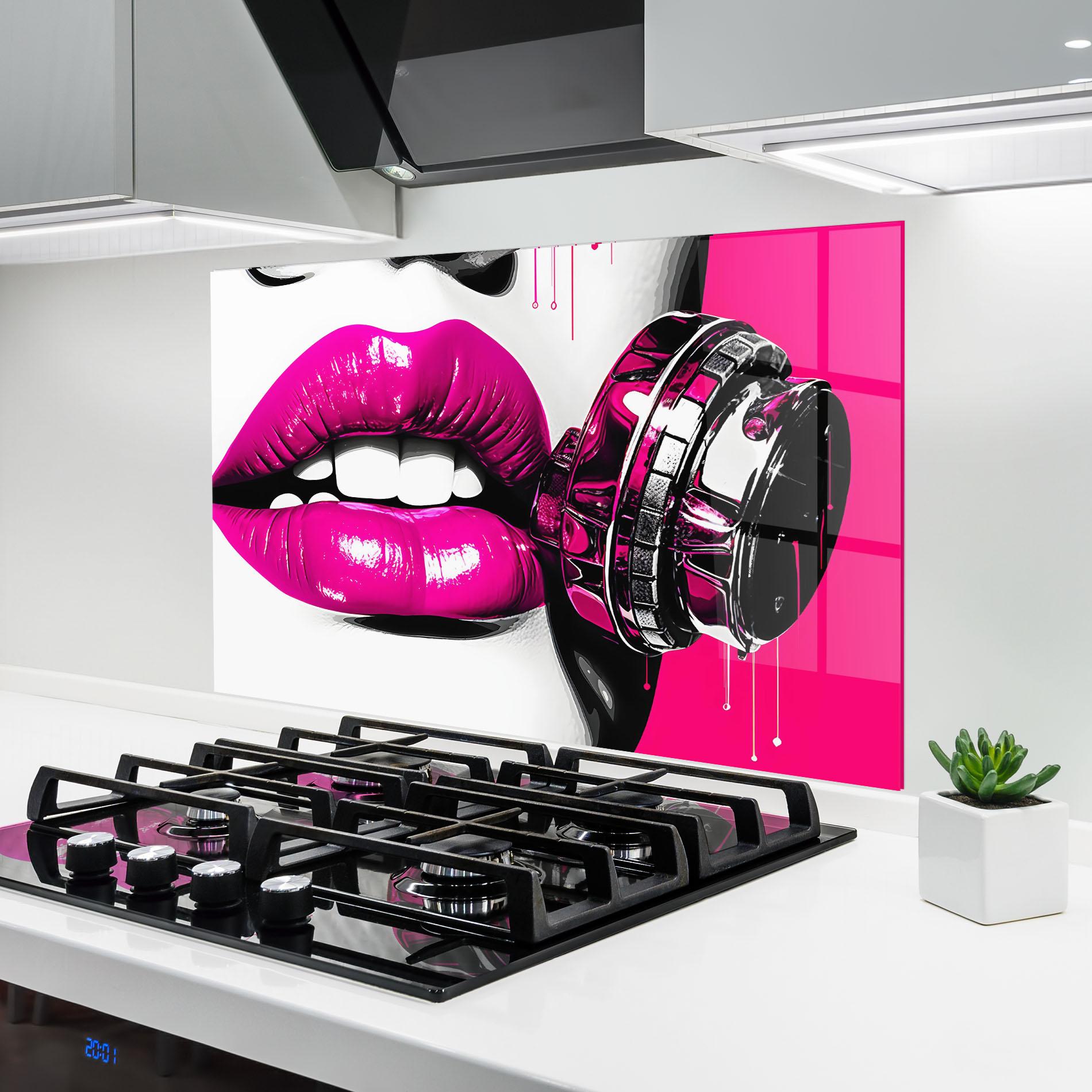 Panel Szklany do Kuchni Hot Pink Lips mockup 6