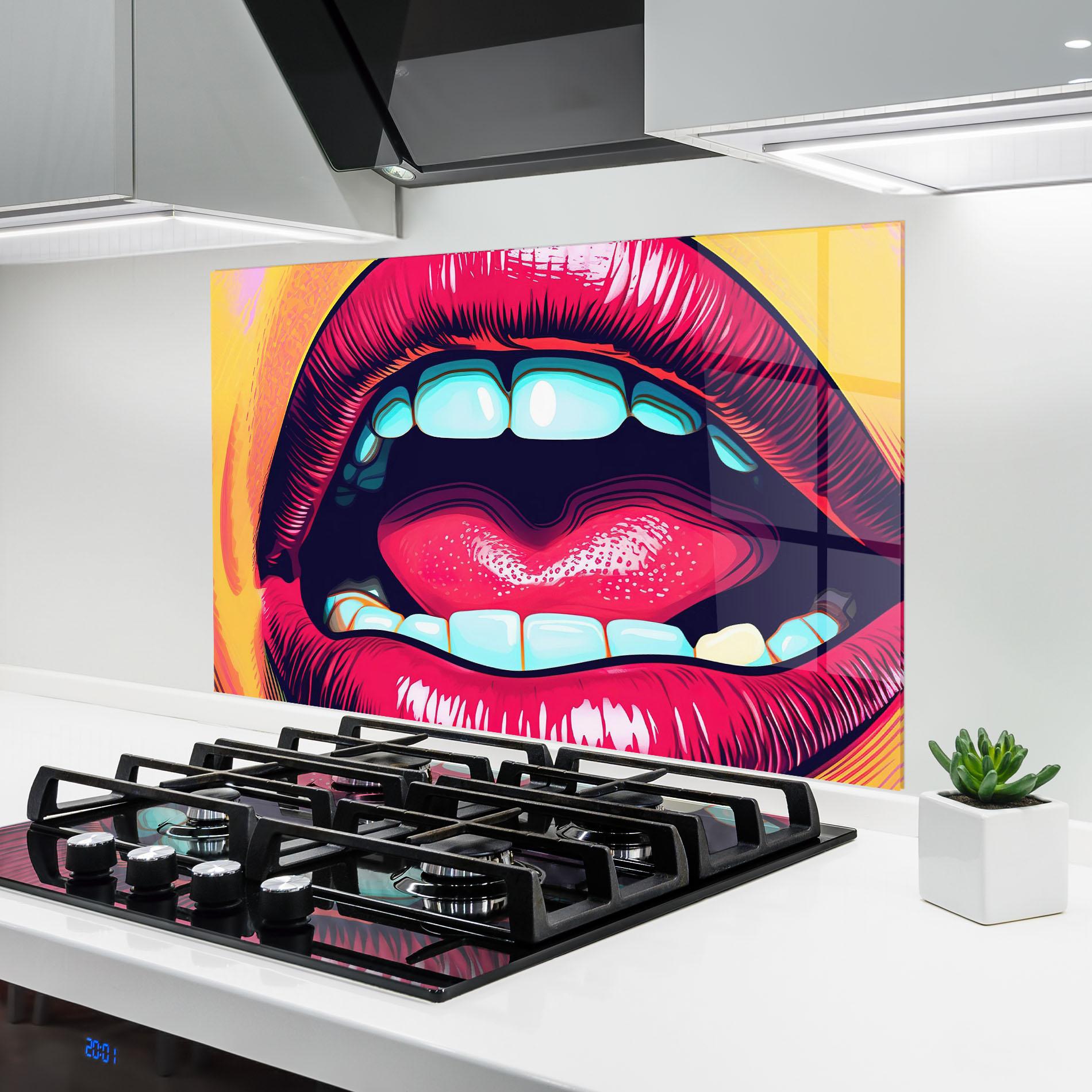 Panel Szklany do Kuchni Lips Pop Art mockup 6